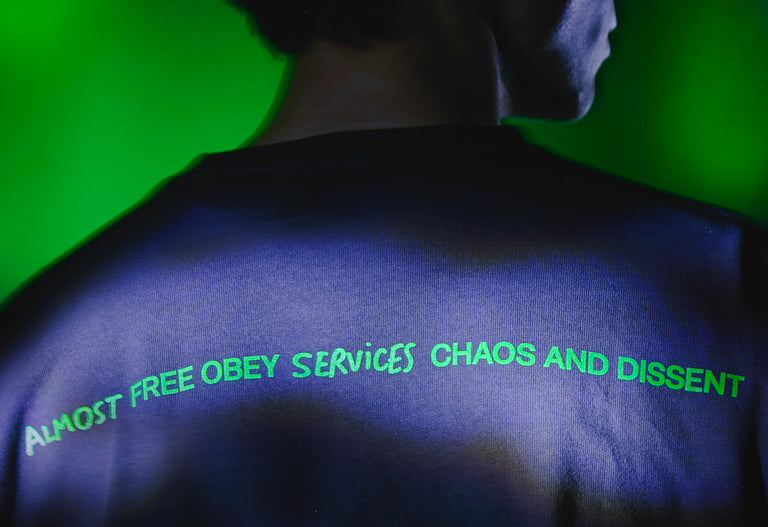 man wearing AFS x OBEY t-shirt