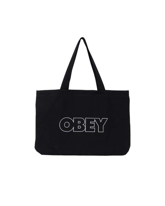 obey outline canvas tote bag black