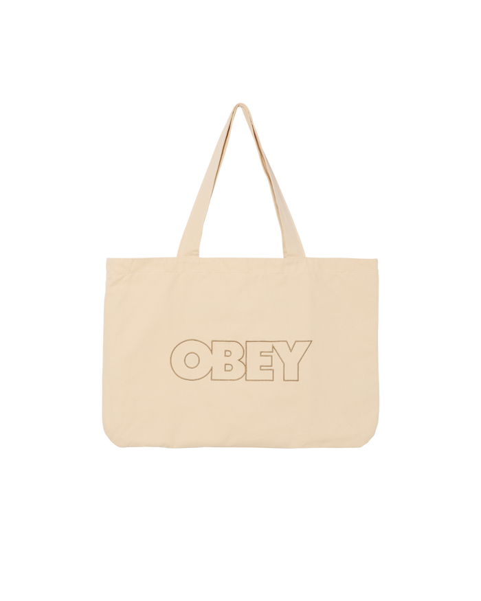 obey outline canvas tote bag natural