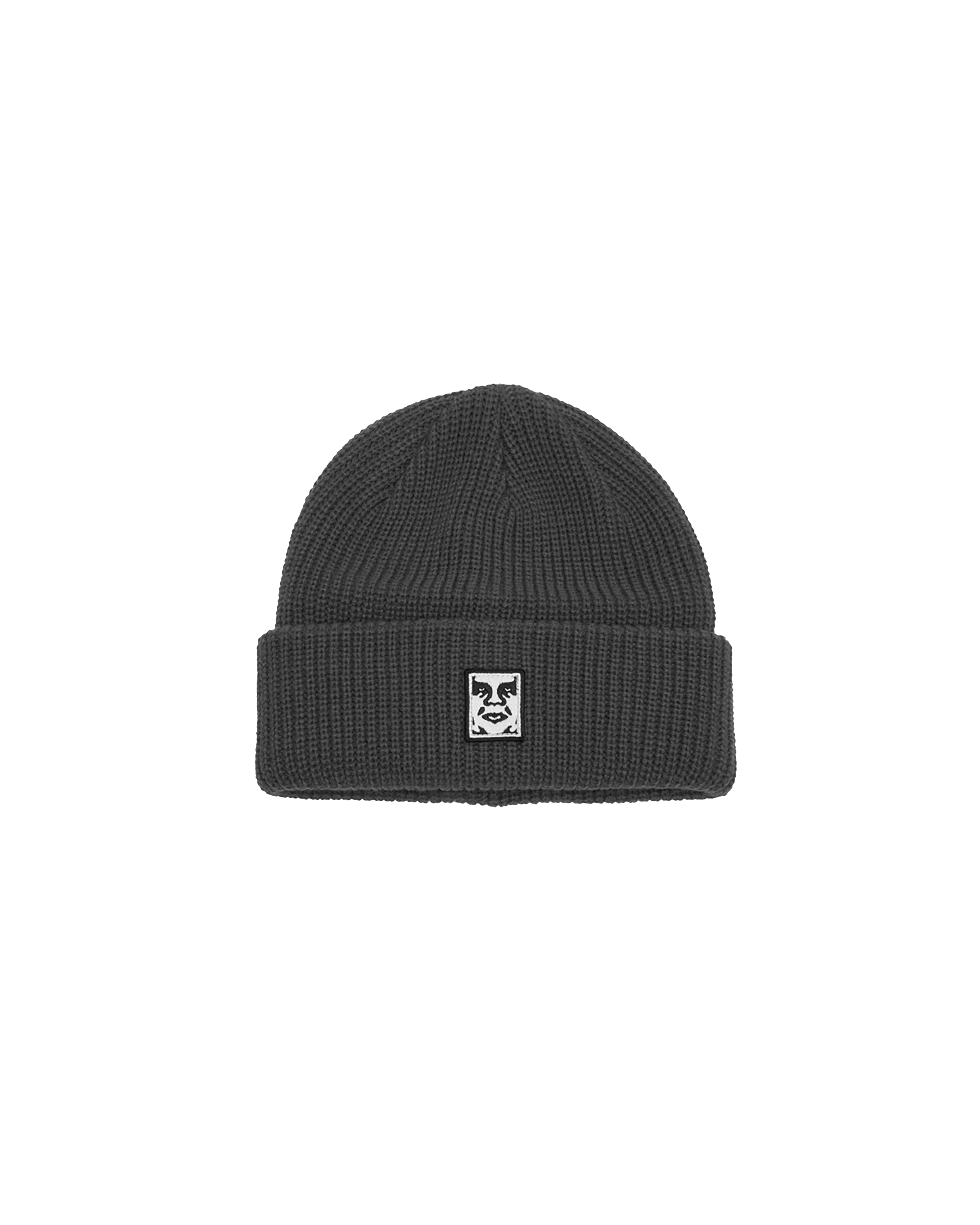 obey mid icon patch cuff beanie black (zoomed)