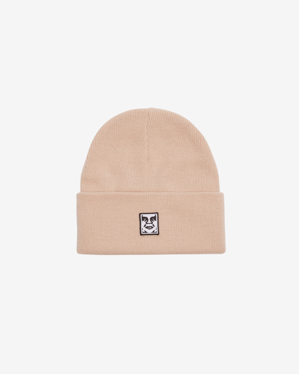 obey icon patch cuff beanie silver grey (zoomed)