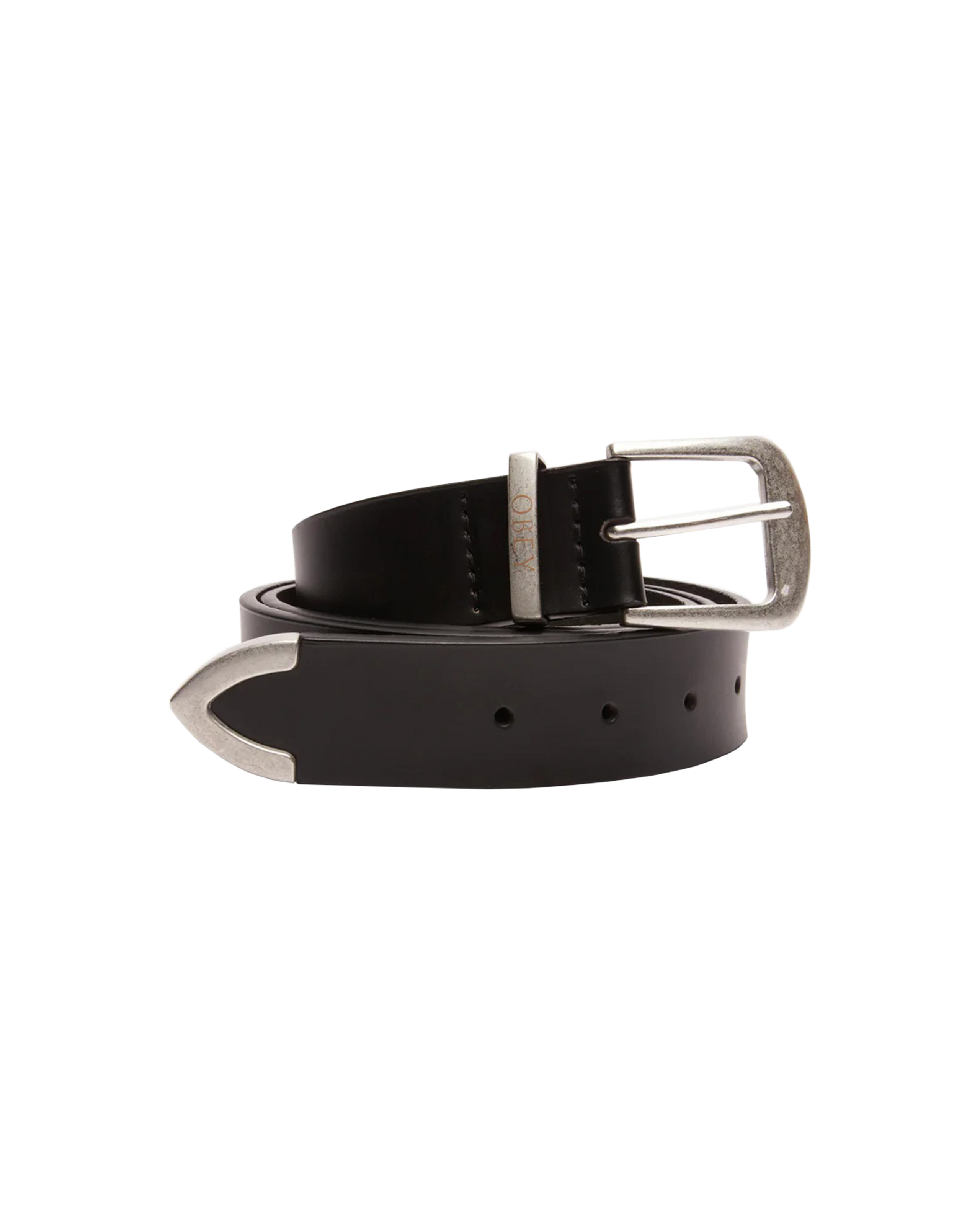 obey leather belt black (zoomed)