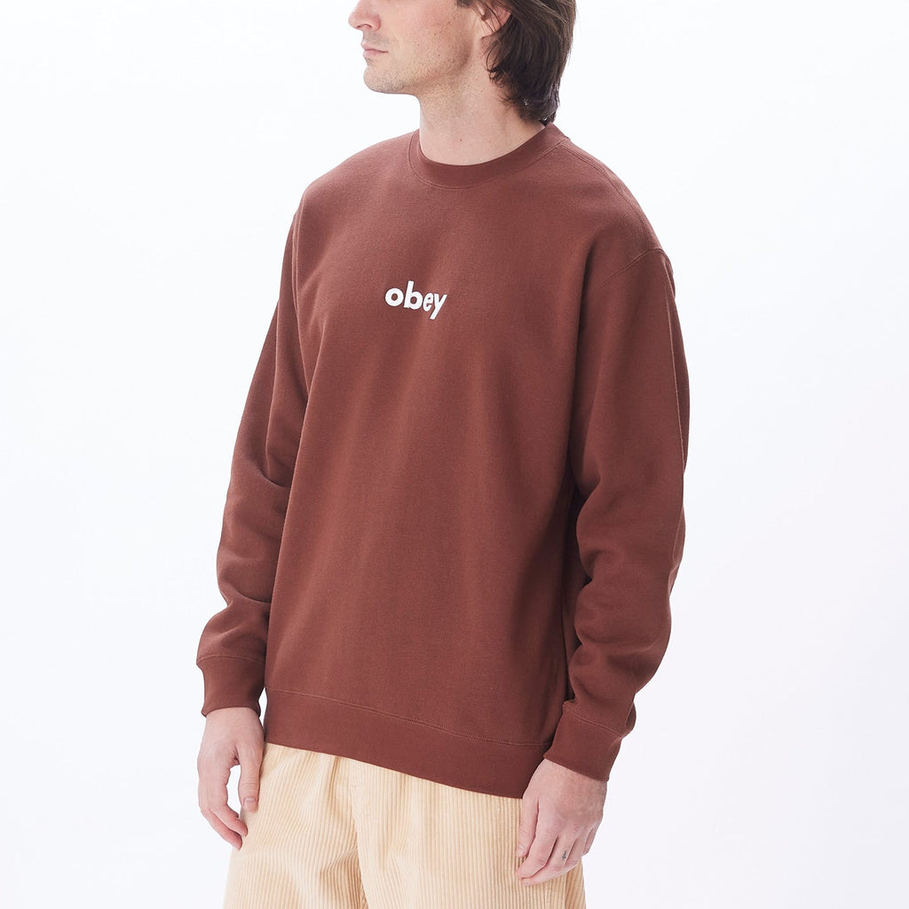 OBEY LOWERCASE CREWNECK SEPIA | OBEY Clothing