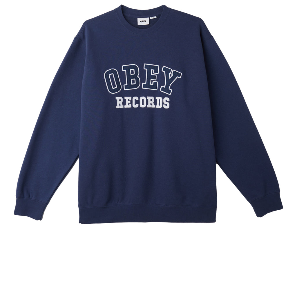 OBEY RECORDS CREW CREWNECK ACADEMY NAVY | OBEY Clothing