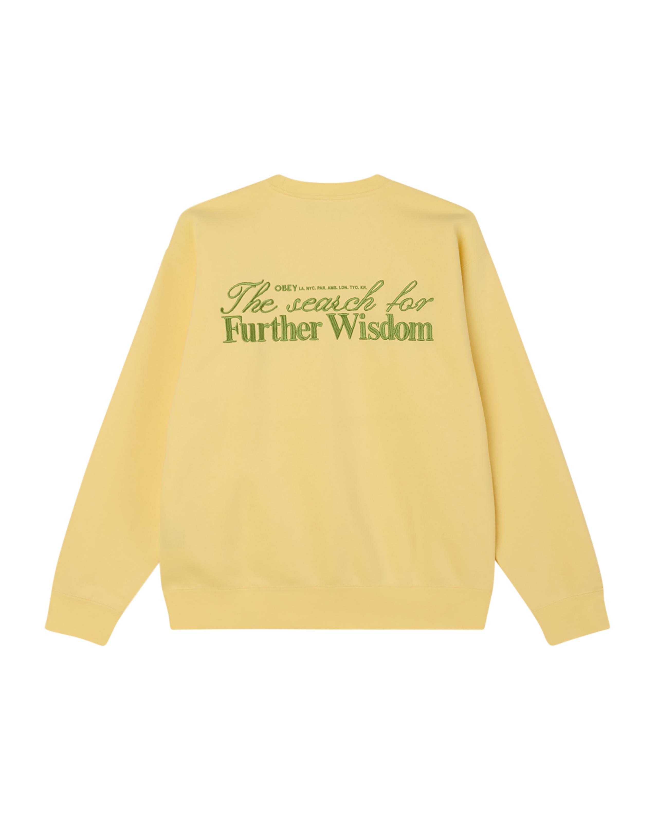 obey further wisdom crewneck pale banana (zoomed)