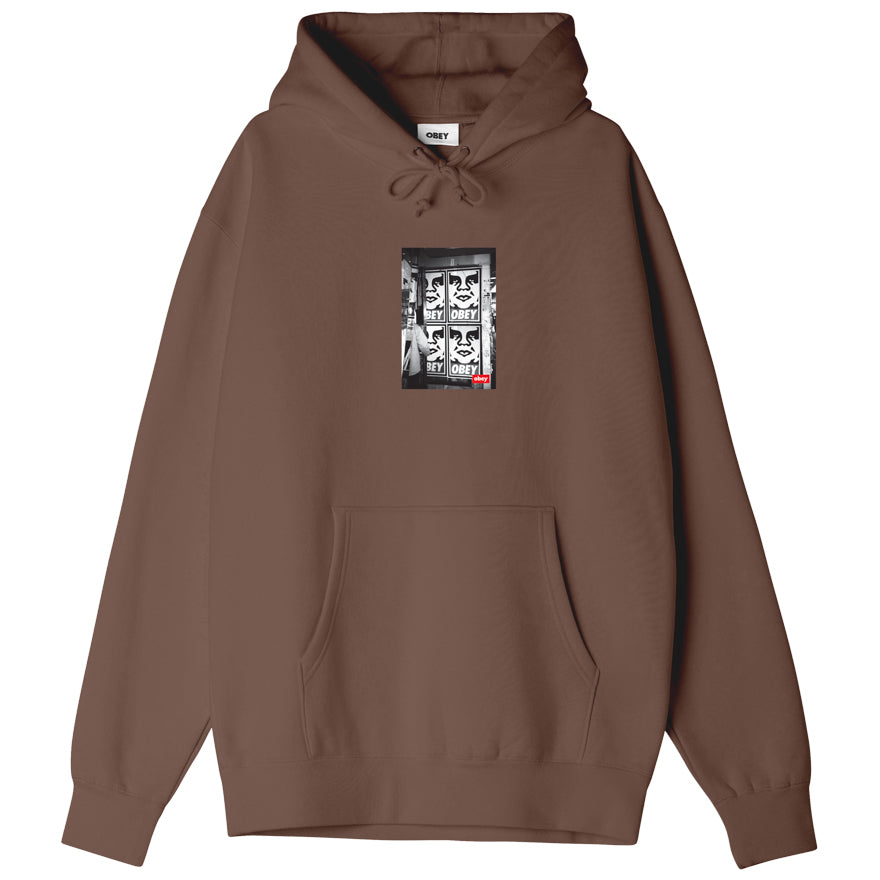 OBEY ICON PHOTO BOX FIT PULLOVER HOOD SEPIA