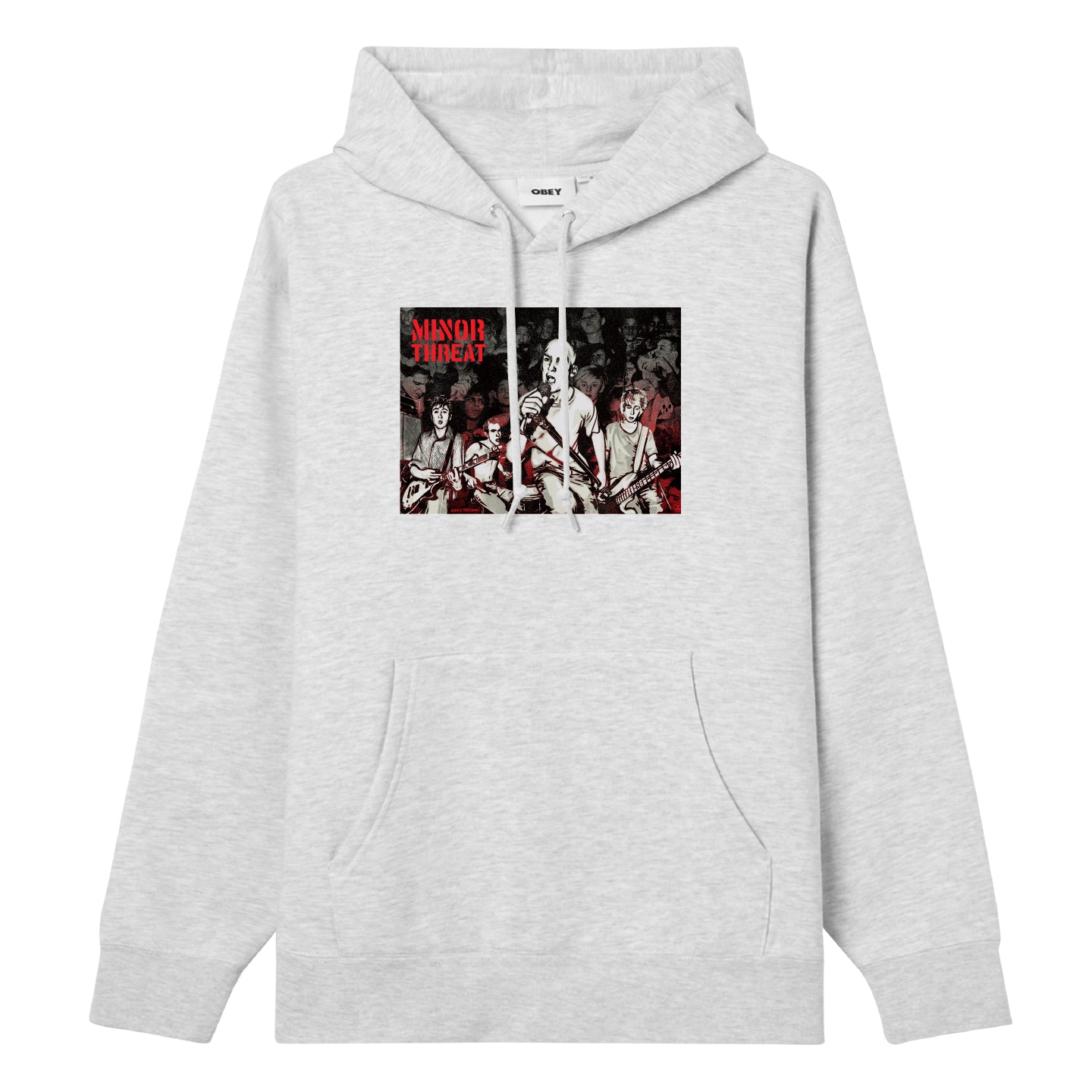 GEF x JUST A MINOR THREAT PULLOVER HOOD heather grey (zoomed)