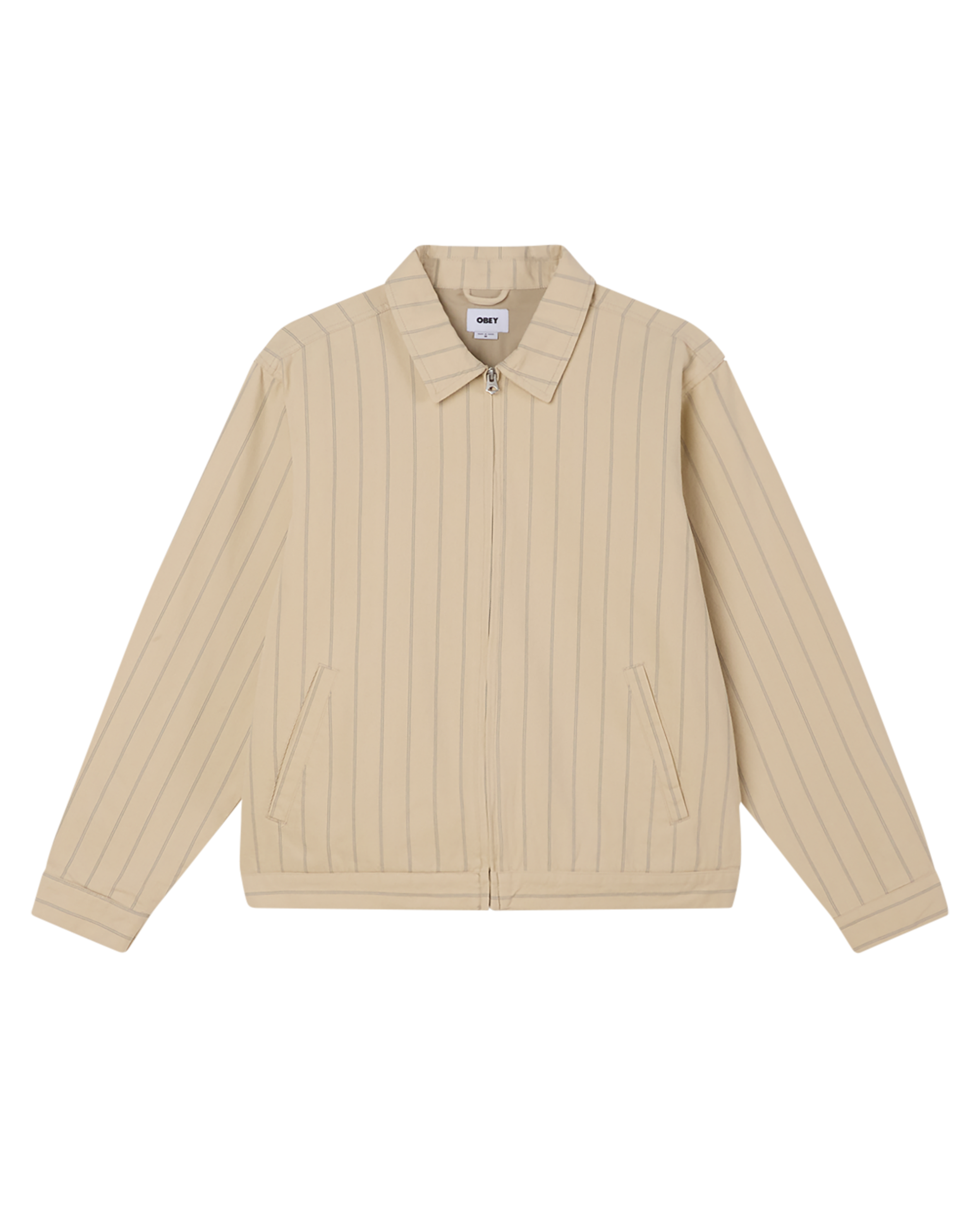 obey stripe zip jacket pelican multi (zoomed)