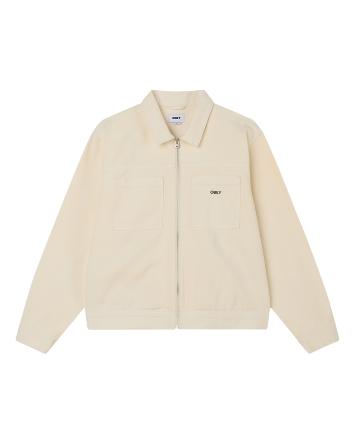 obey icon hardwork zip jacket unbleached - alternate view