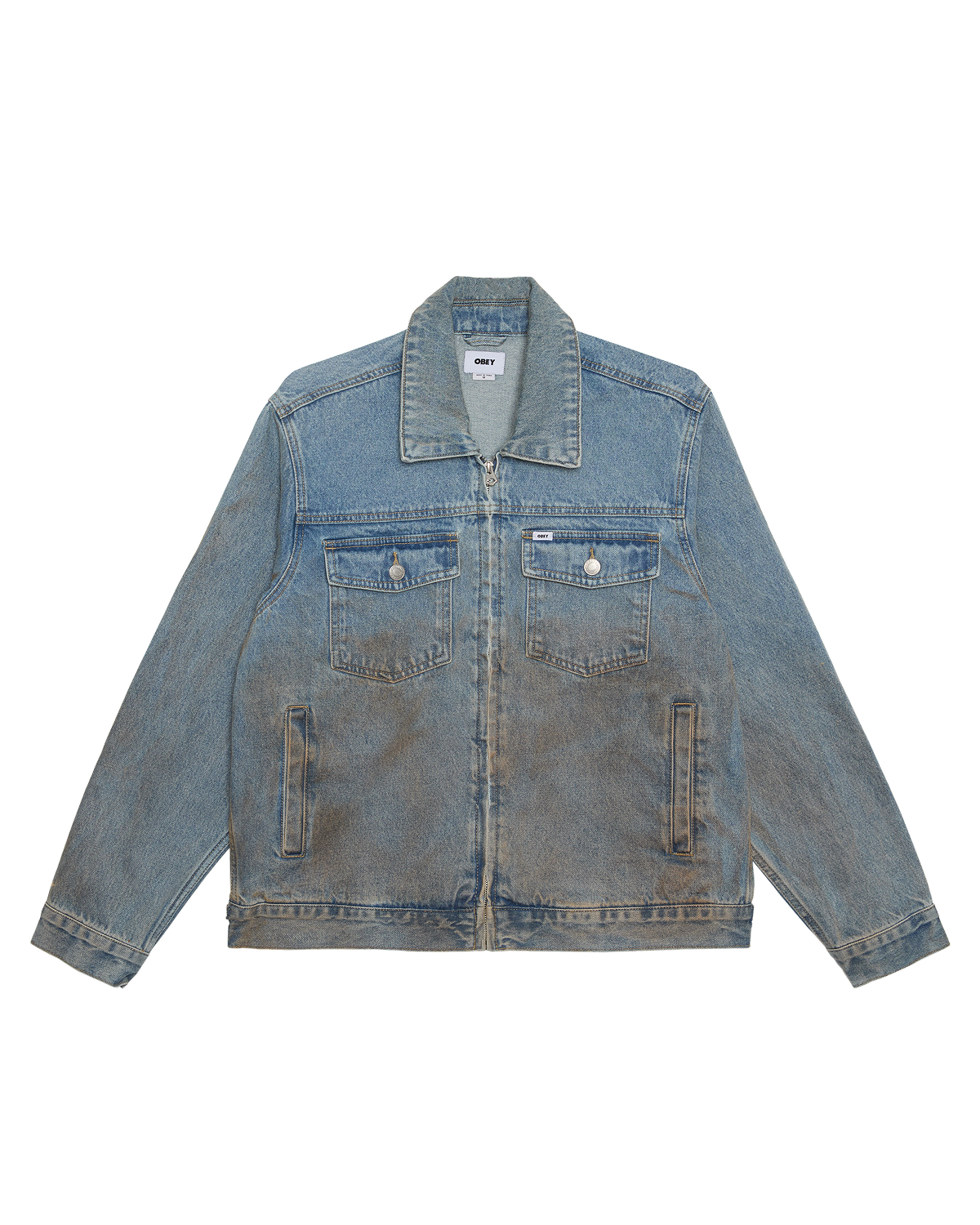 obey base trucker jacket heavy vintage light indigo (zoomed)