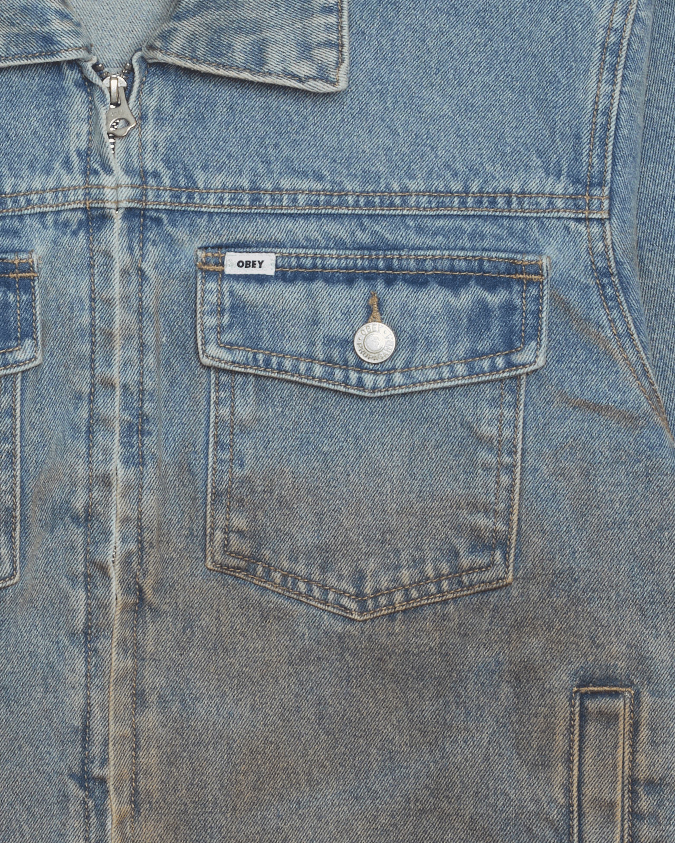 obey base trucker jacket heavy vintage light indigo (zoomed)