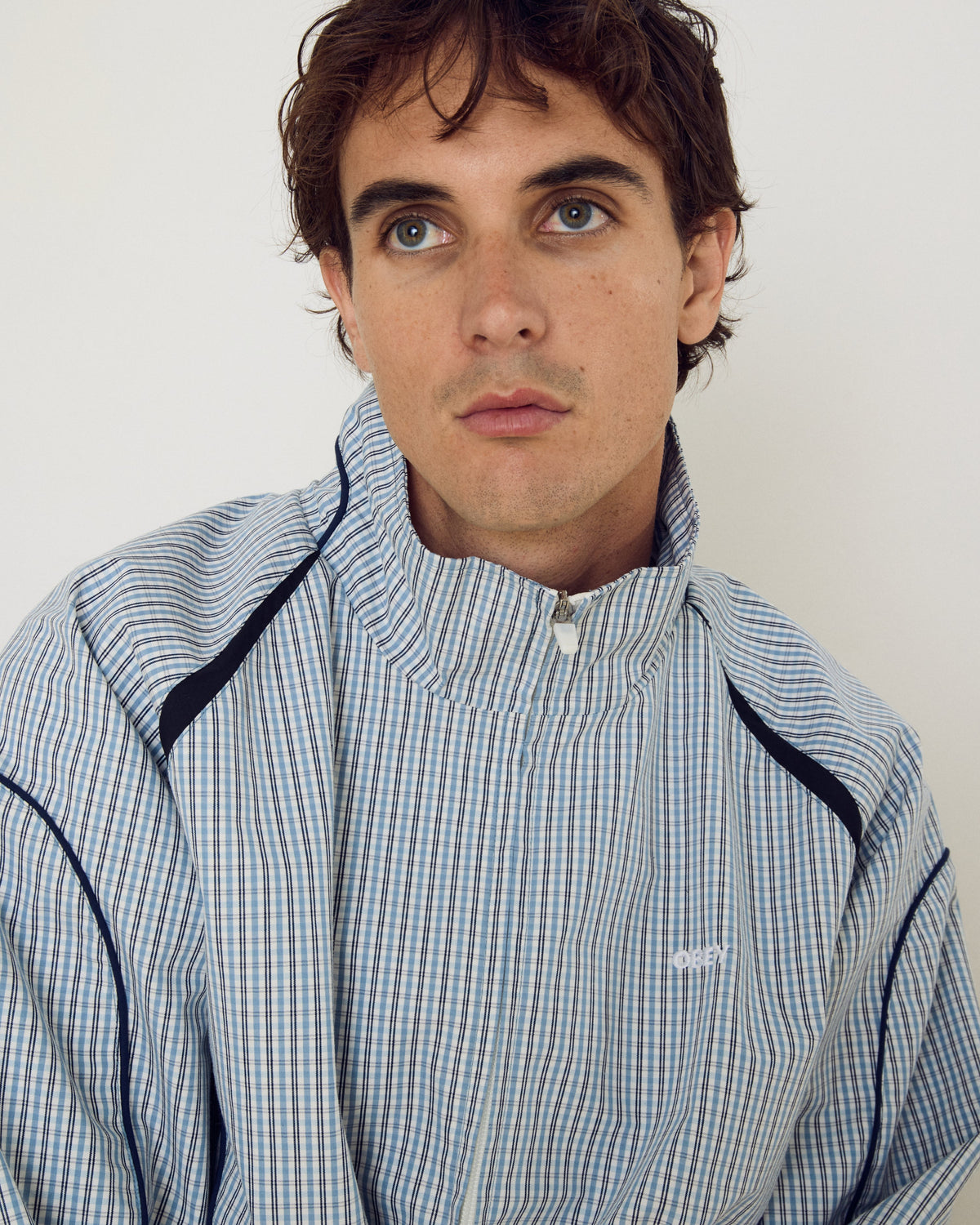 obey practice windbreaker plaid multi