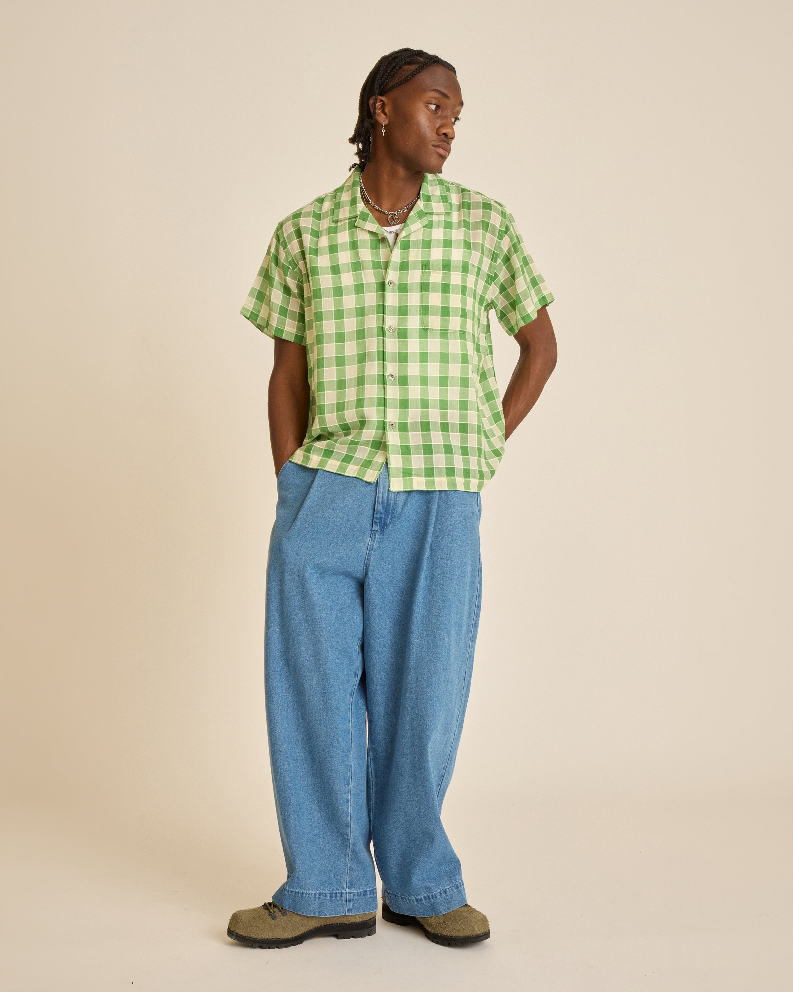 OLIVER DENIM PLEATED PANT (zoomed)