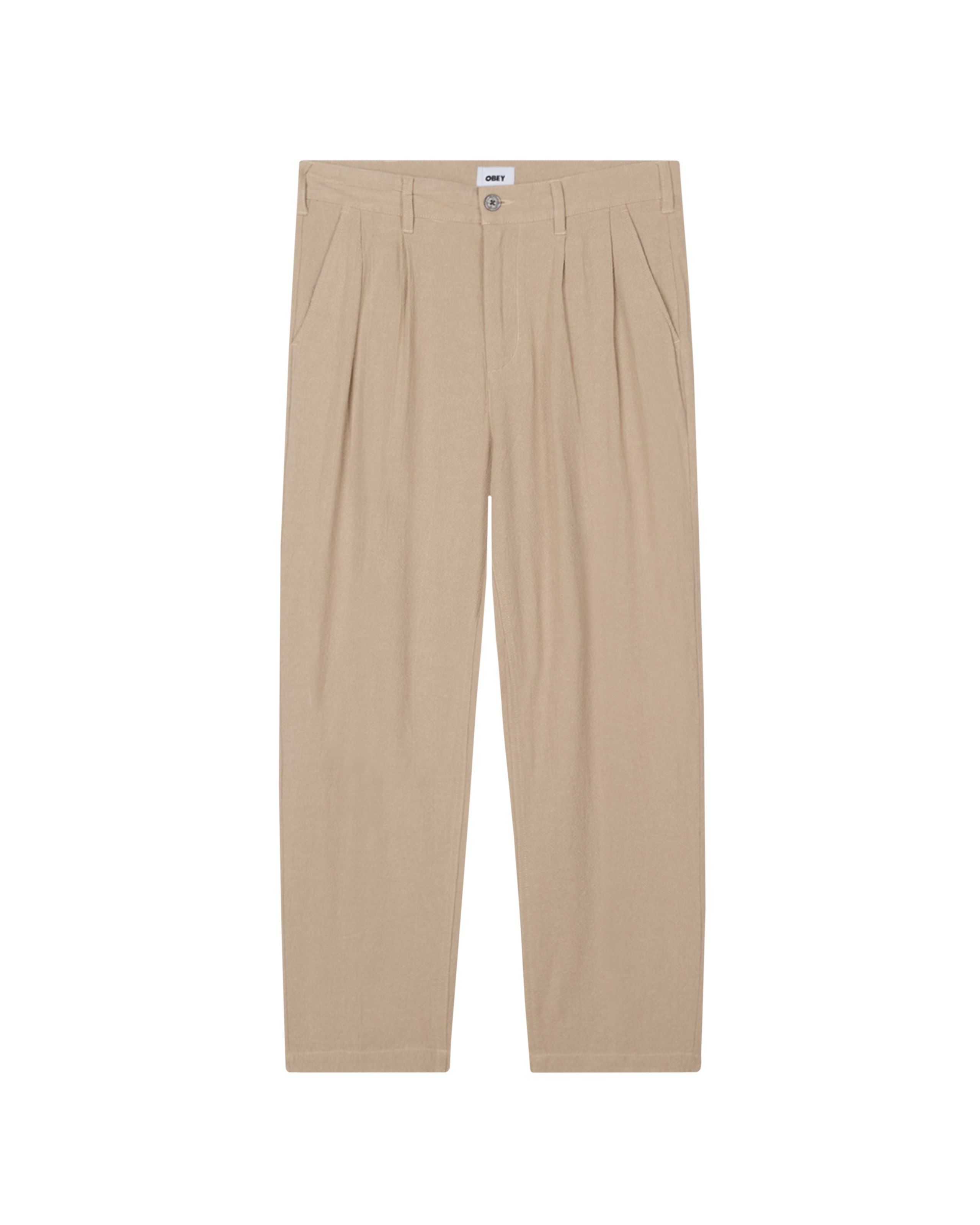 obey fubar linen pleated pant oatmeal (zoomed)