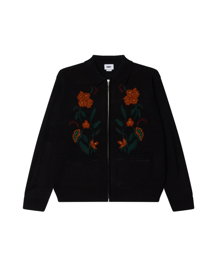 FLORAL ZIP CARDIGAN