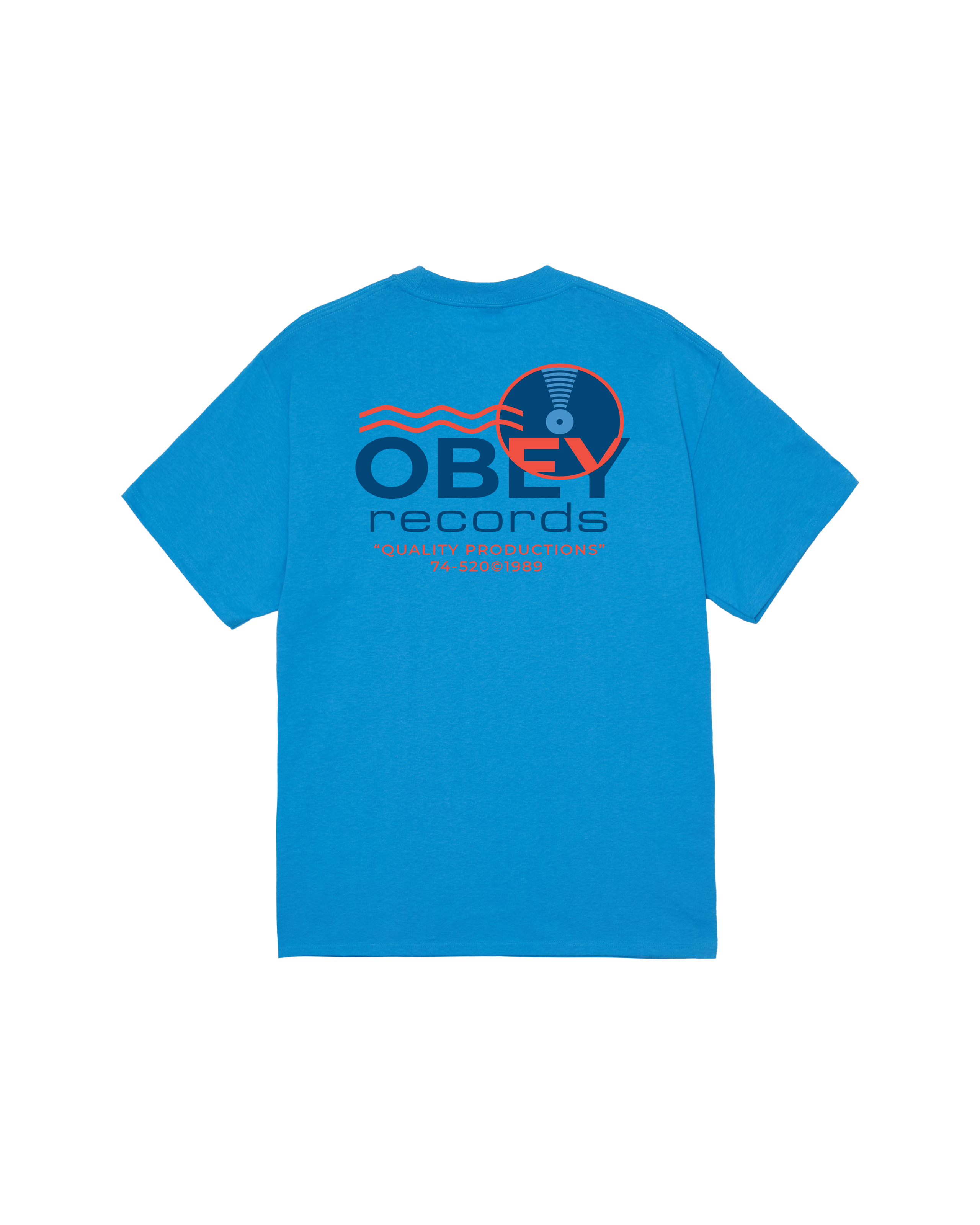 obey records sound waves classic t shirt azure blue (zoomed)