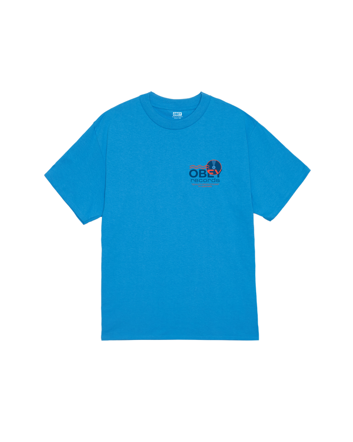 obey records sound waves classic t shirt azure blue - alternate view