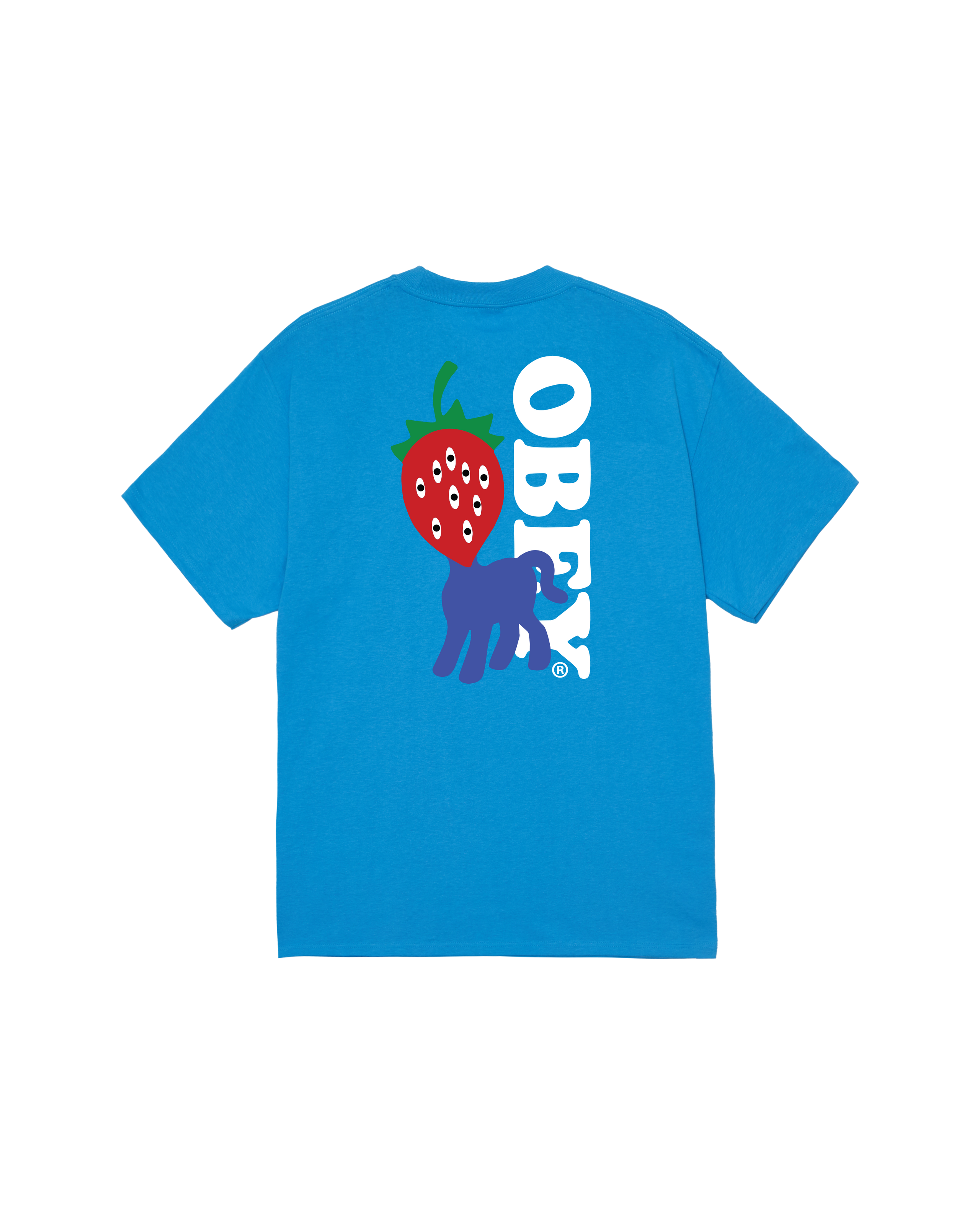 obey strawberry classic t shirt azure blue (zoomed)