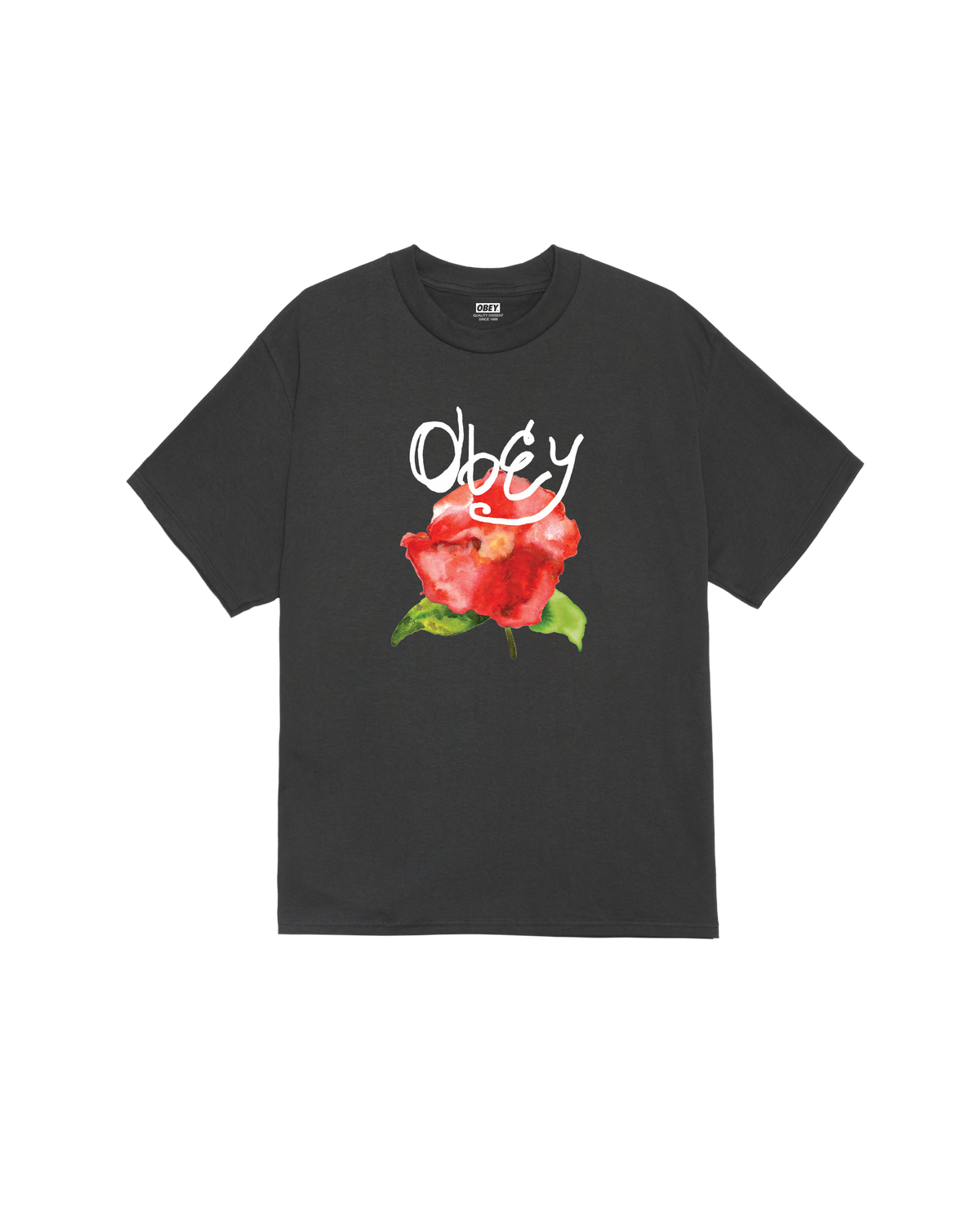 obey watercolor poppy classic t-shirt vintage black
