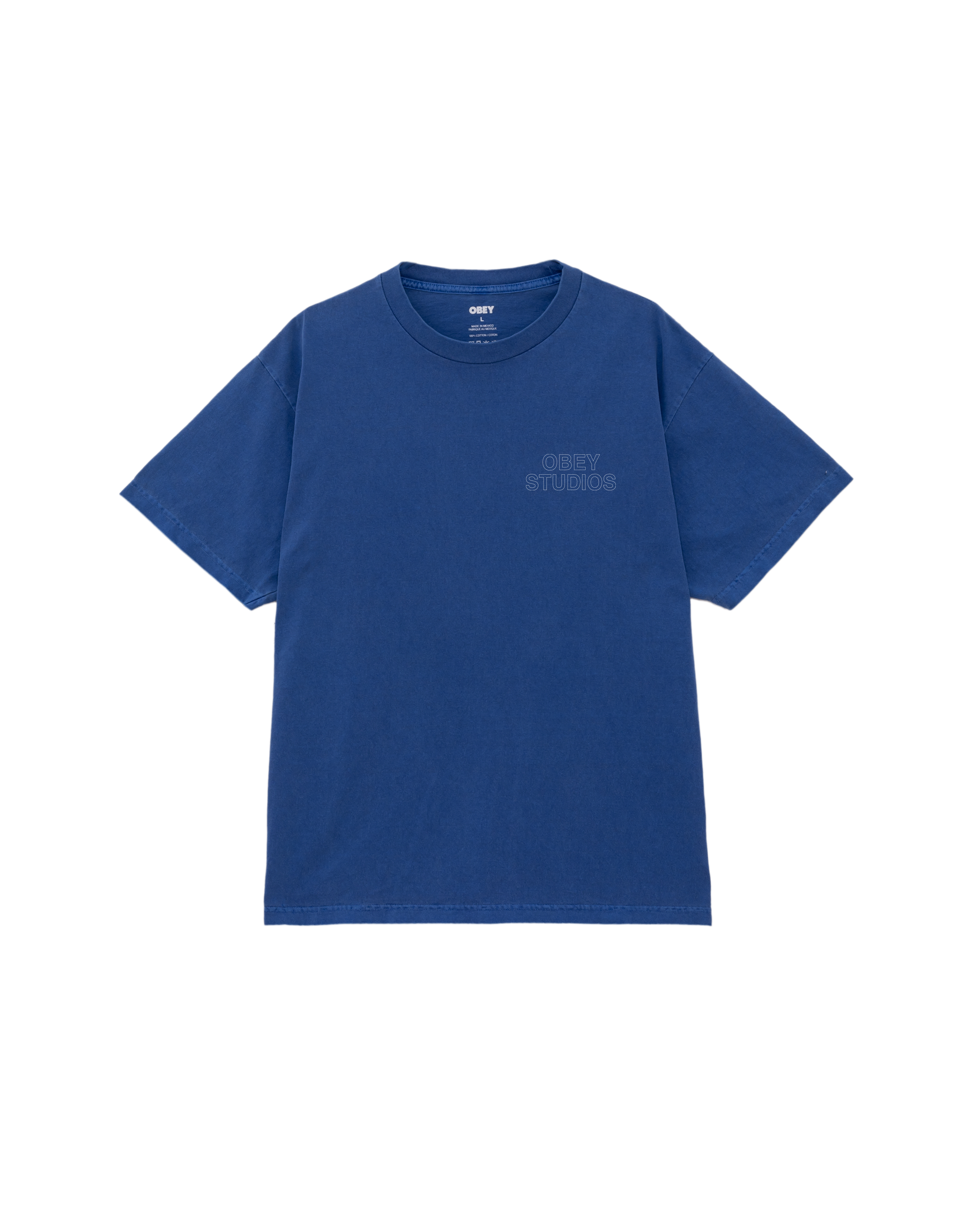 obey studios outline pigment t shirt pigment electric indigo (zoomed)