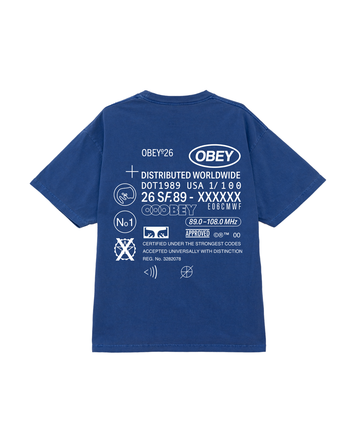 obey code pigment t-shirt electric indigo