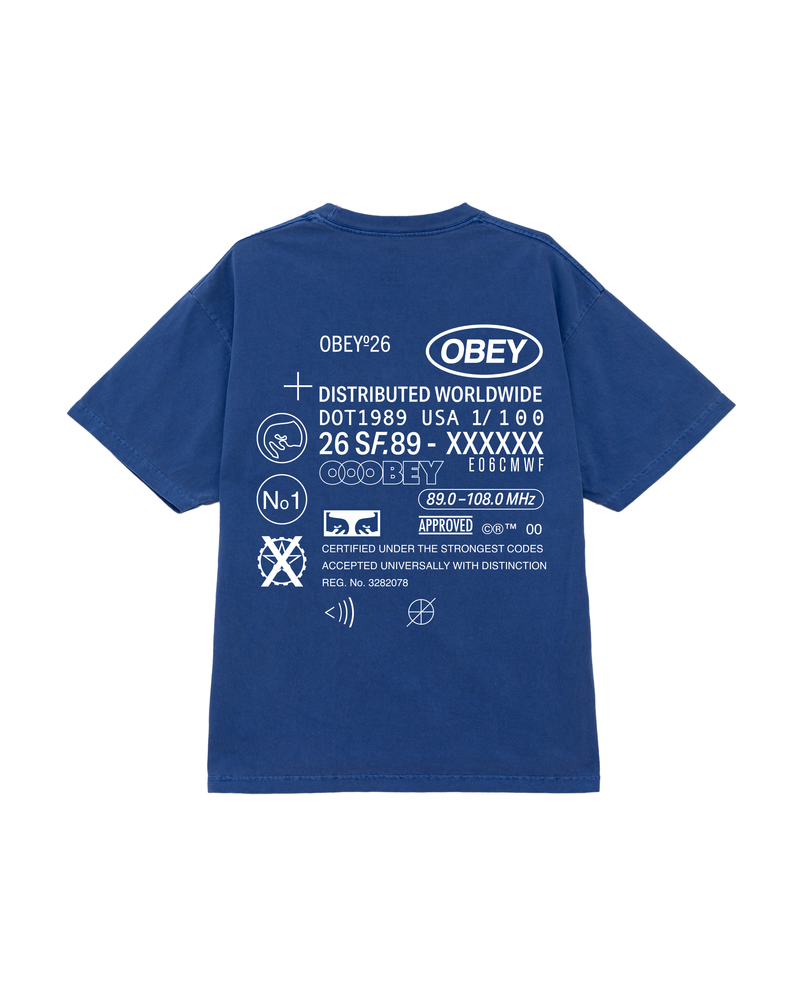 obey code pigment t-shirt electric indigo (zoomed)