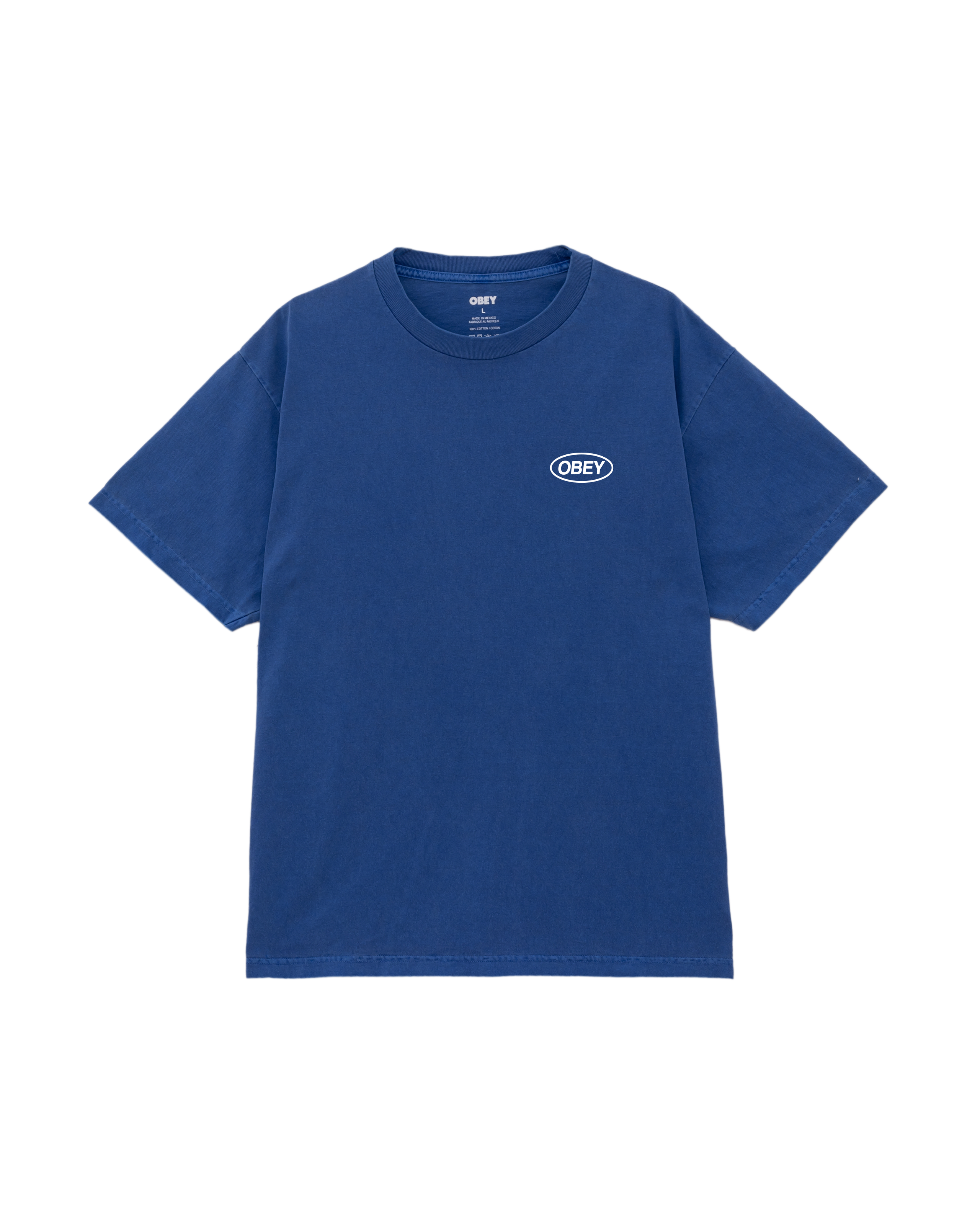 obey code pigment t-shirt electric indigo (zoomed)