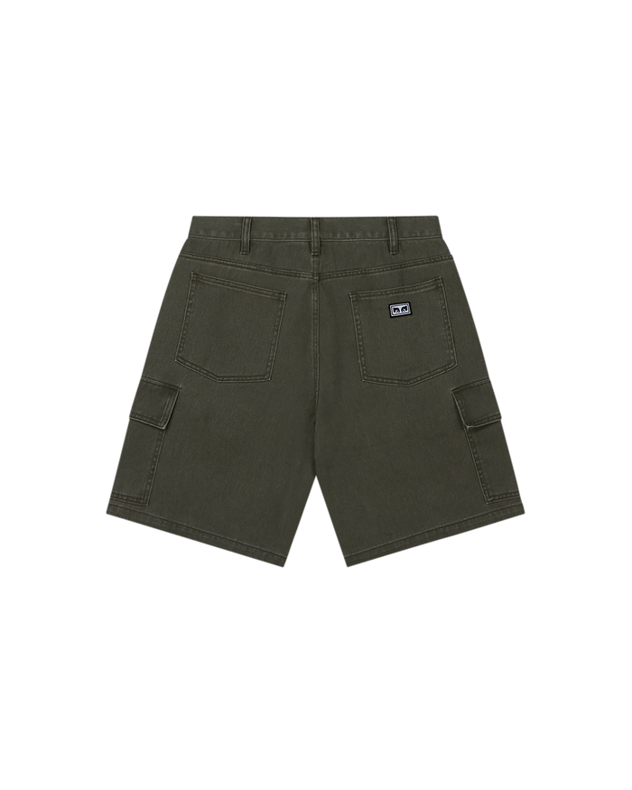 obey bigwig baggy denim cargo short grape leaf faded wash - alternate view