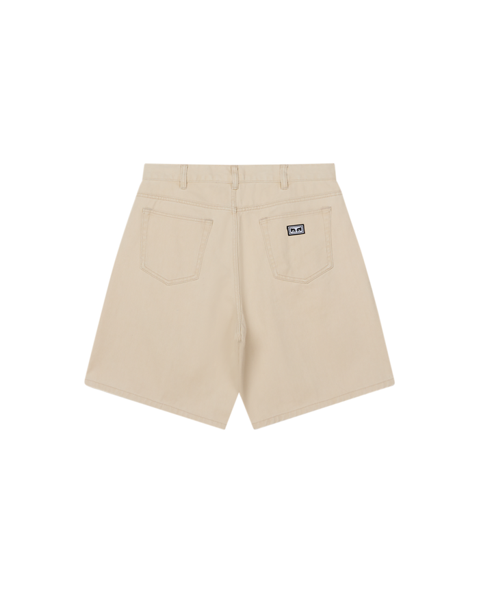 obey bigwig baggy denim short pelican faded wash - alternate view