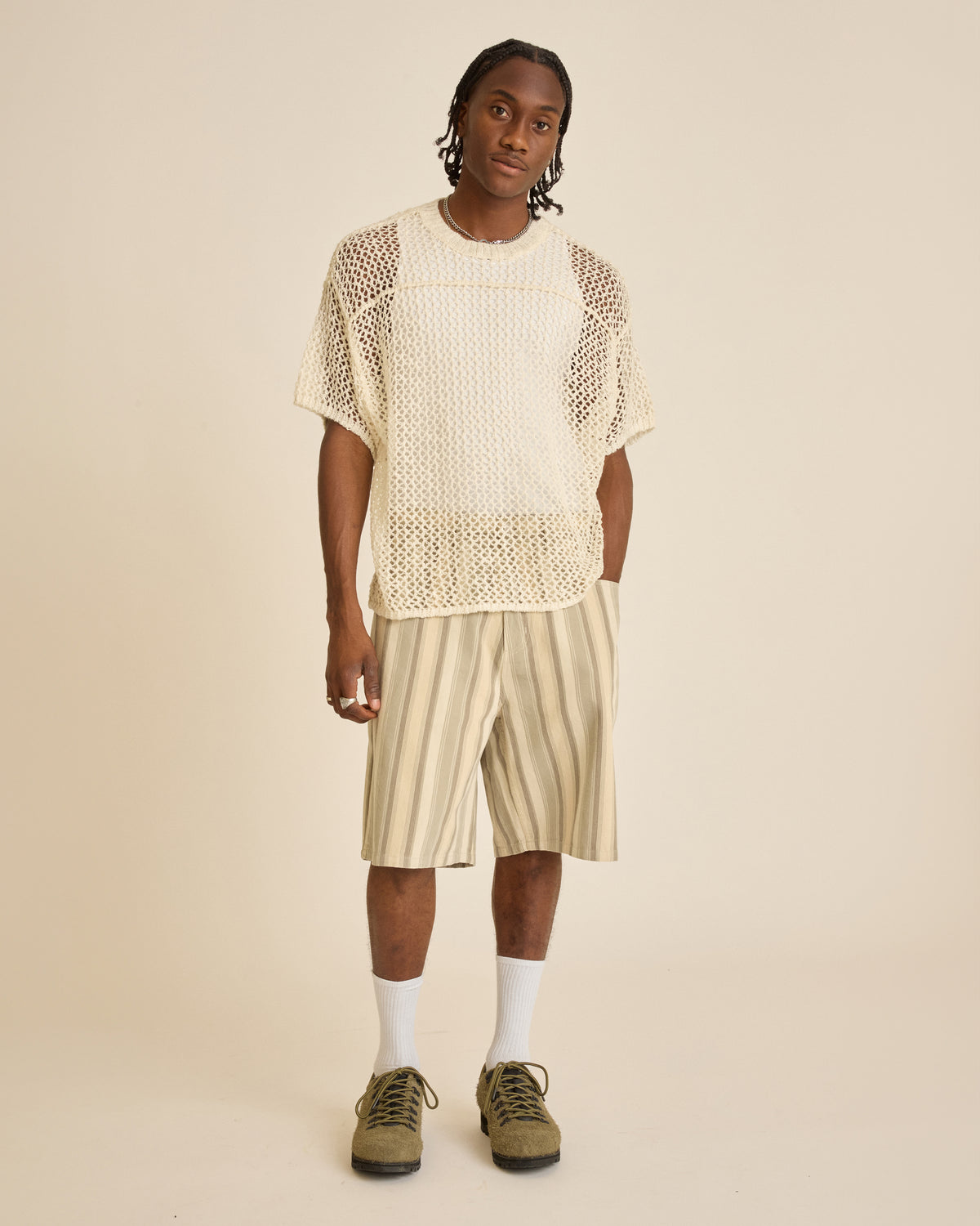 BAJA STRIPE BAGGY DENIM SHORT