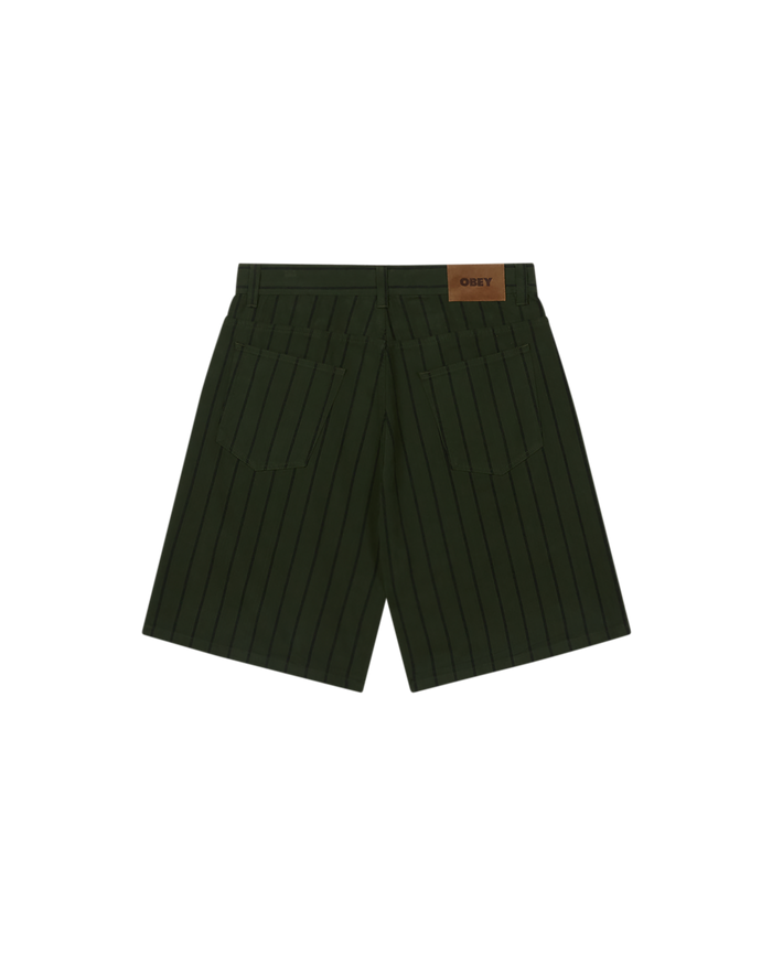 obey stripe baggy denim short duffle bag multi - alternate view