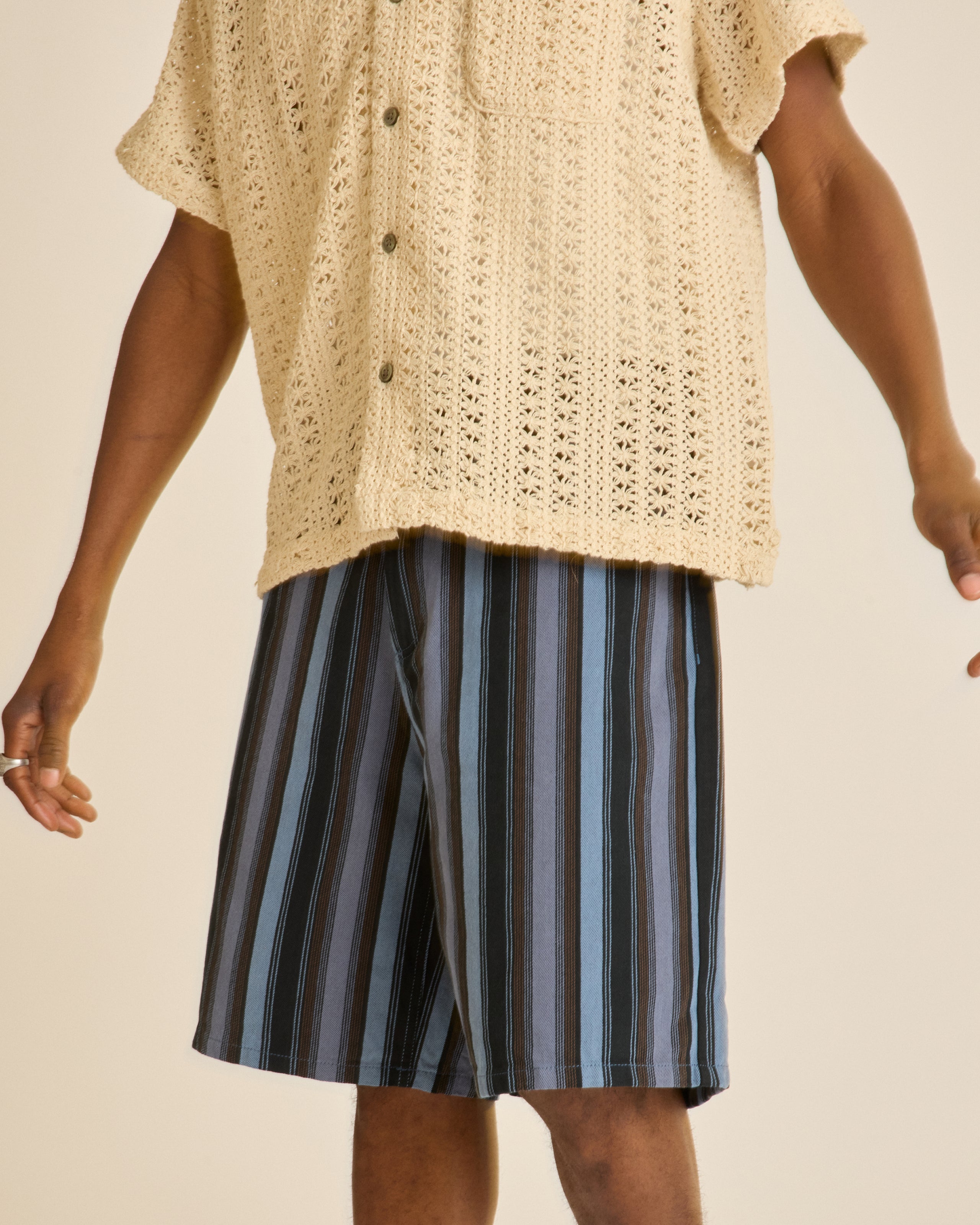 BAJA STRIPE BAGGY DENIM SHORT (zoomed)