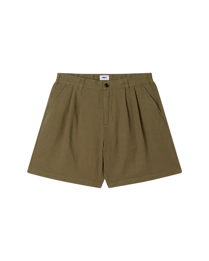obey-foster-pleated-linen-short-smokey-olive