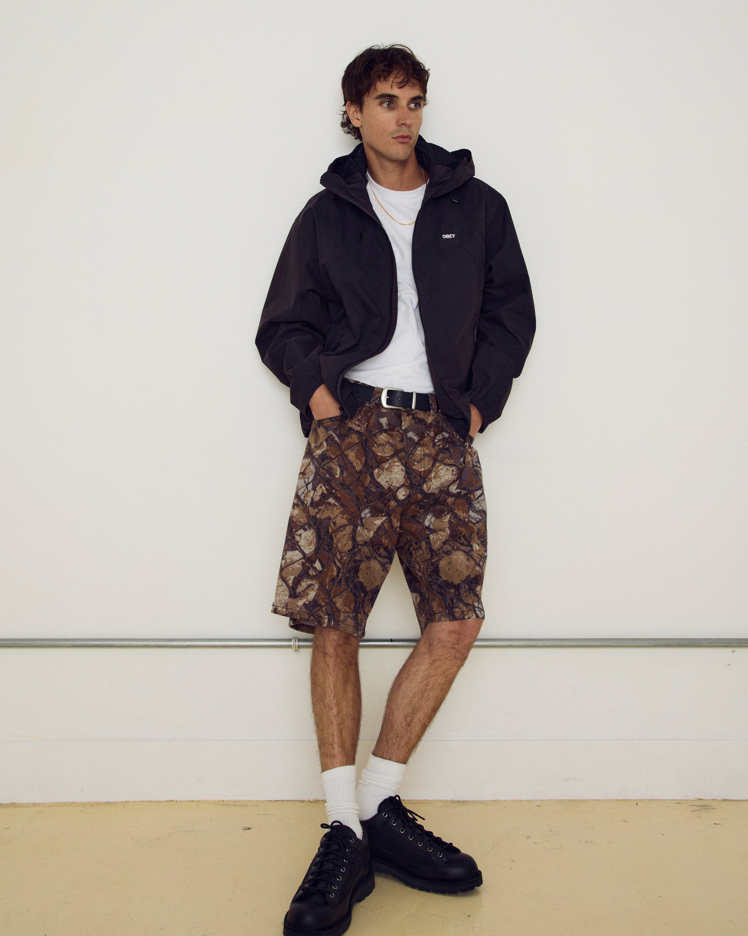 obey bigwig baggy denim short fence camo (zoomed)