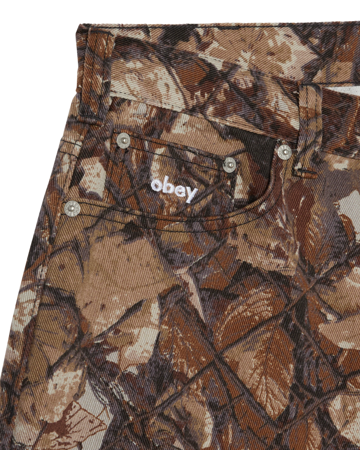 obey bigwig baggy denim short fence camo