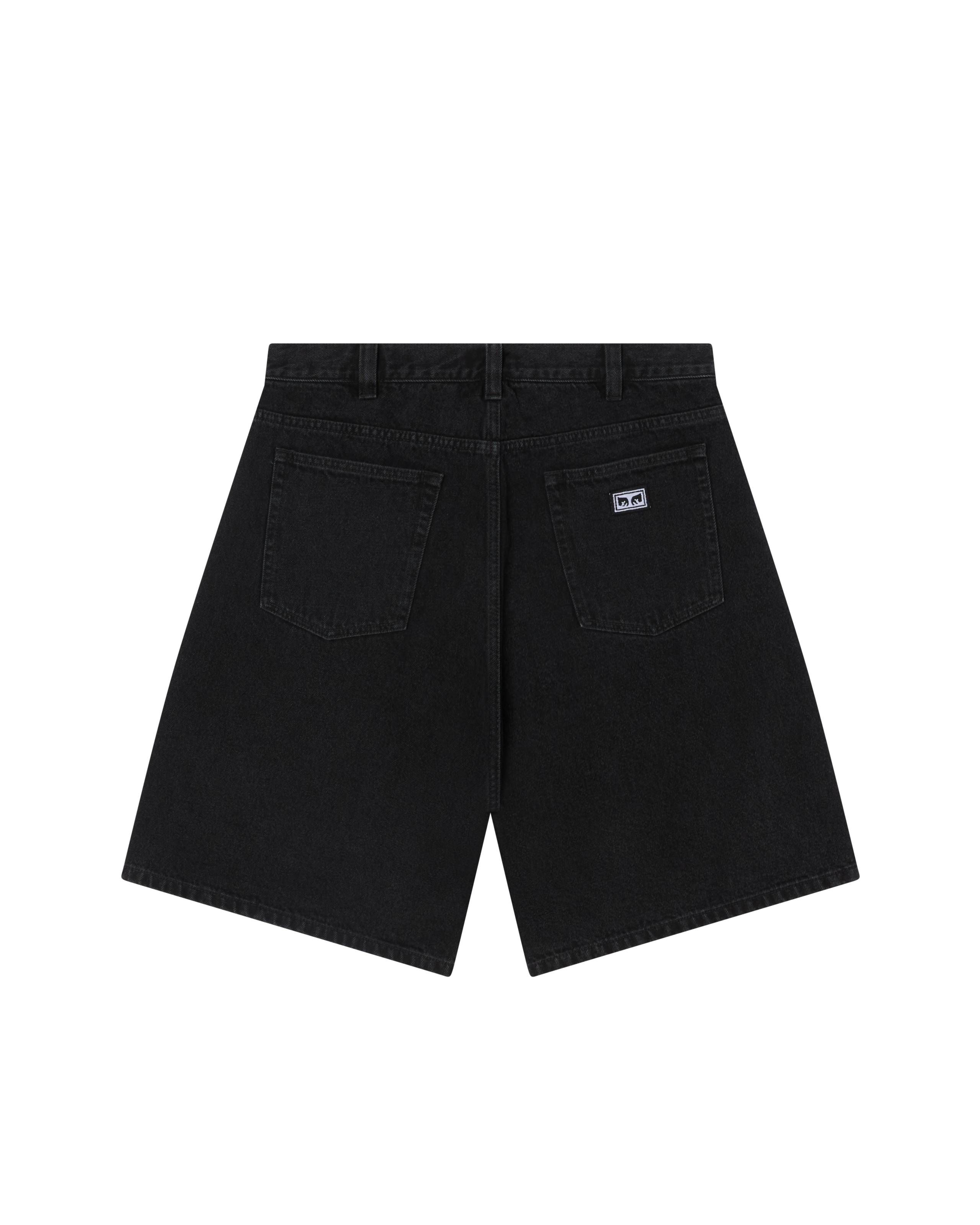 obey bigwig baggy denim short washed black (zoomed)