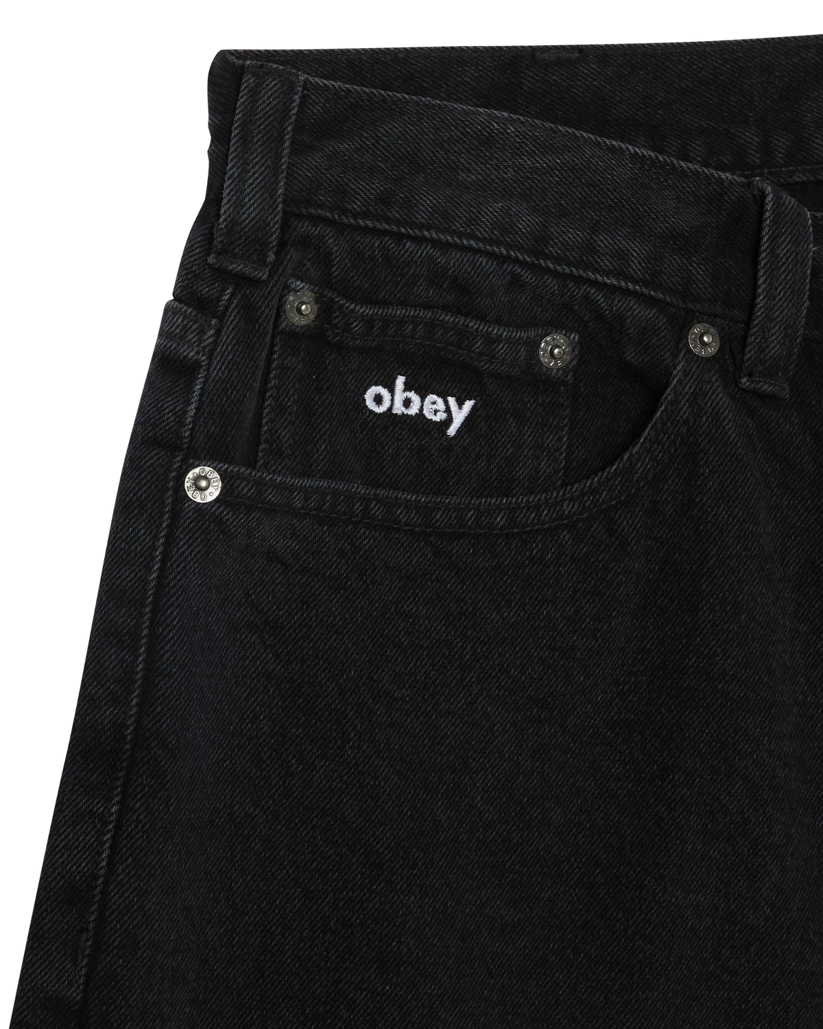 obey bigwig baggy denim short washed black