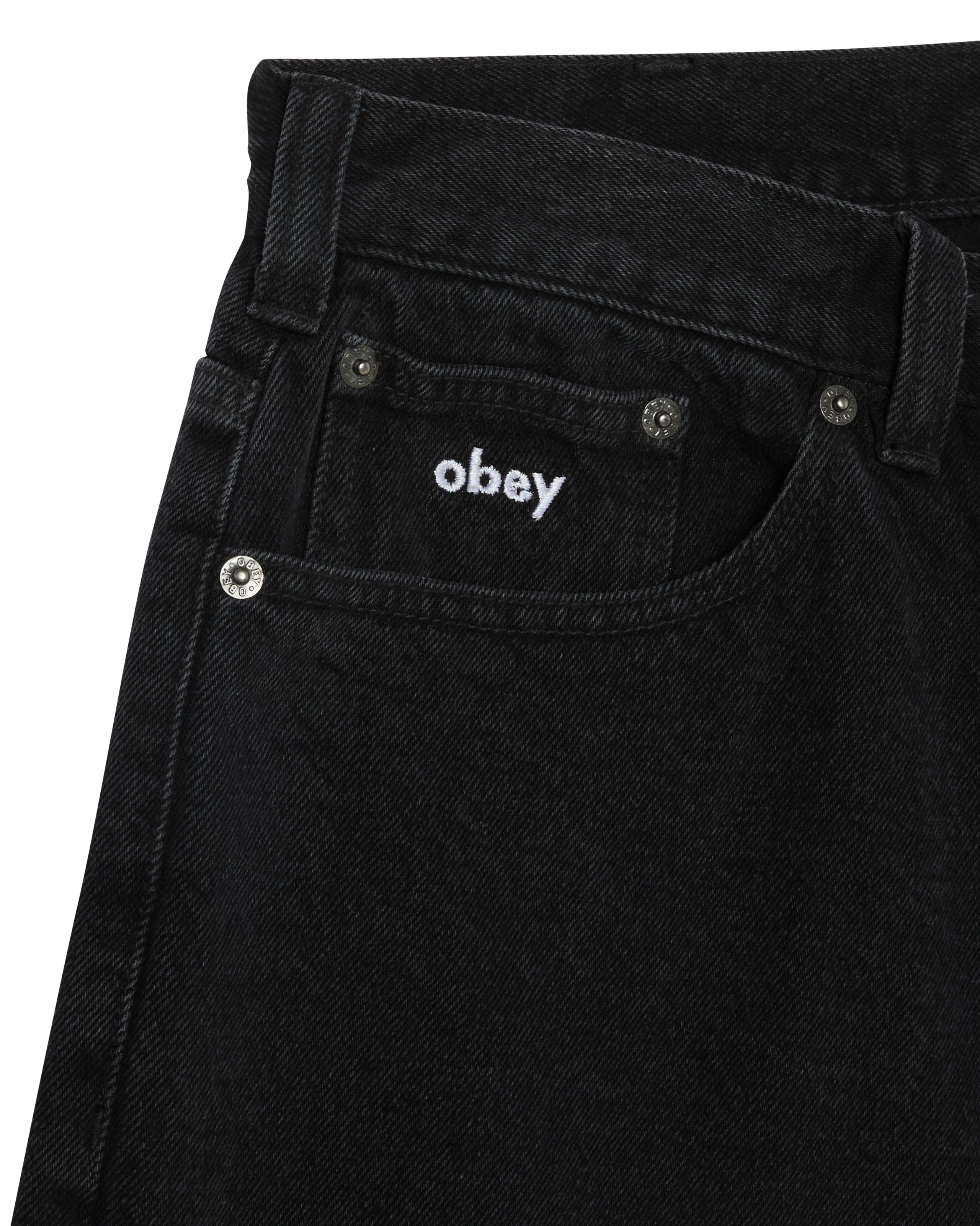 obey bigwig baggy denim short washed black (zoomed)