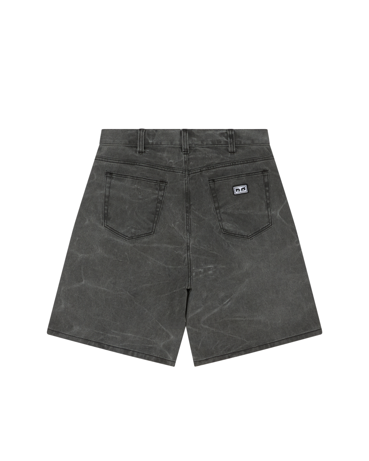 obey bigwig baggy denim short black wrinkle wash