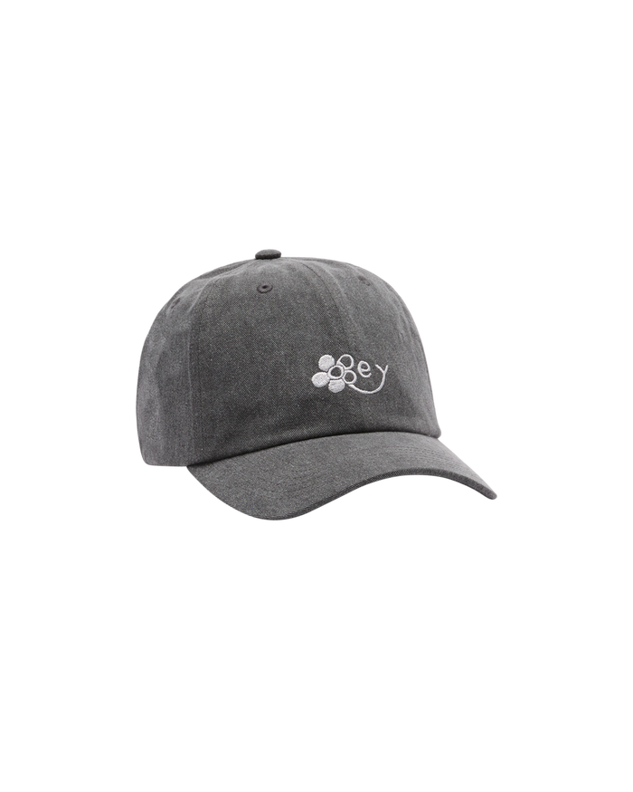 WASHED TWILL FLOWER STRAPBACK