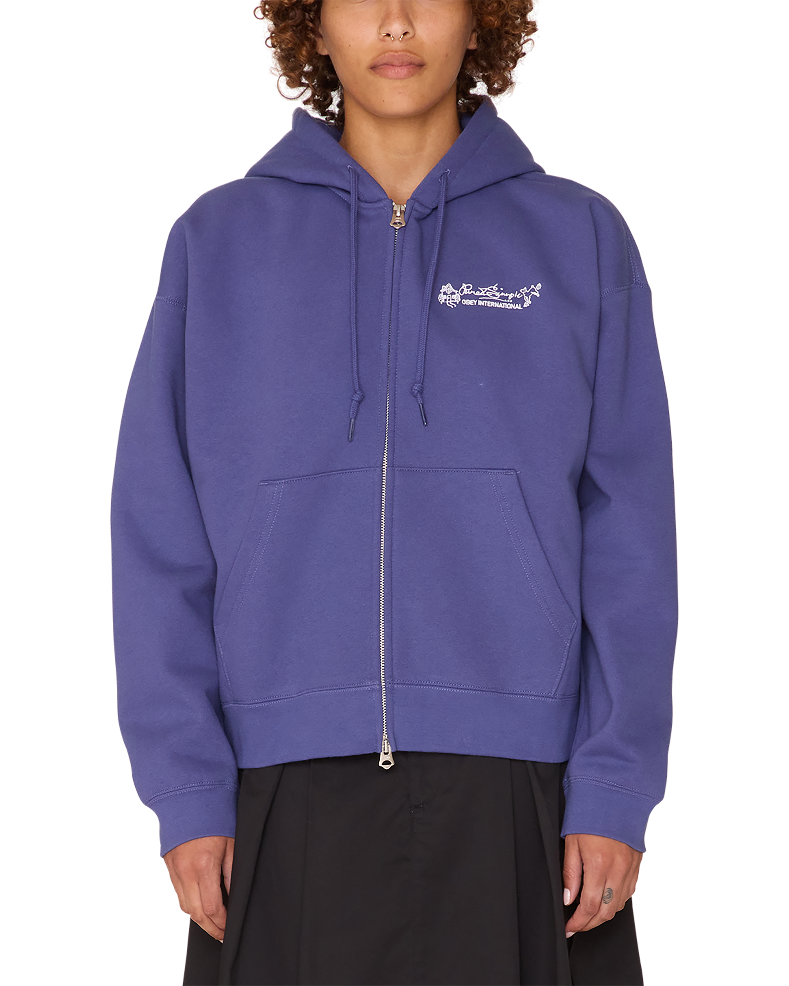 obey lamb zip pullover skipper blue (zoomed)