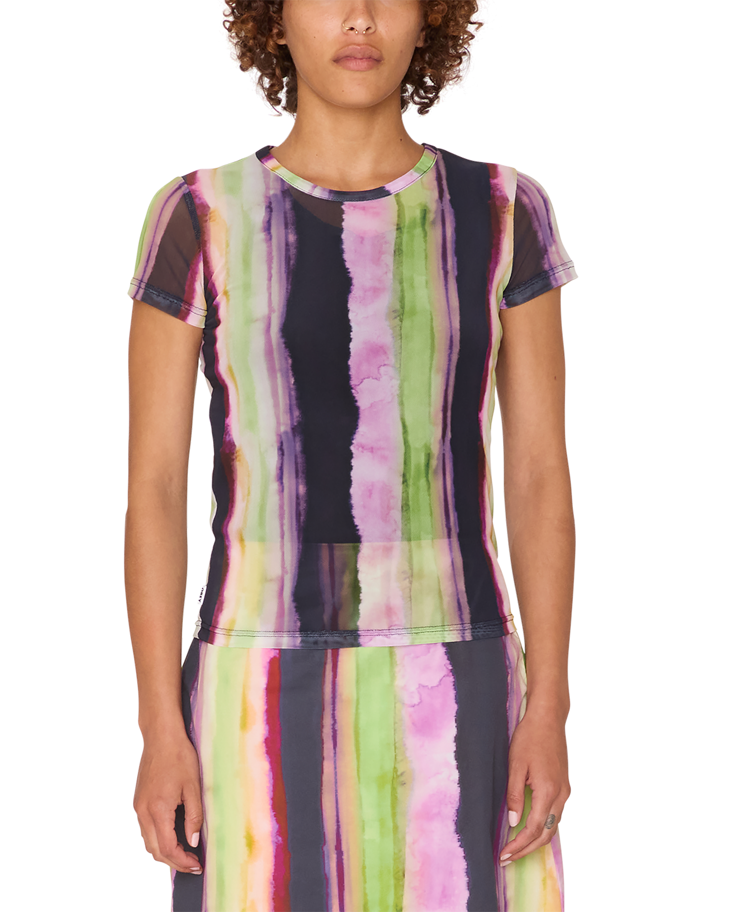 obey midori mesh shirt stripe multi