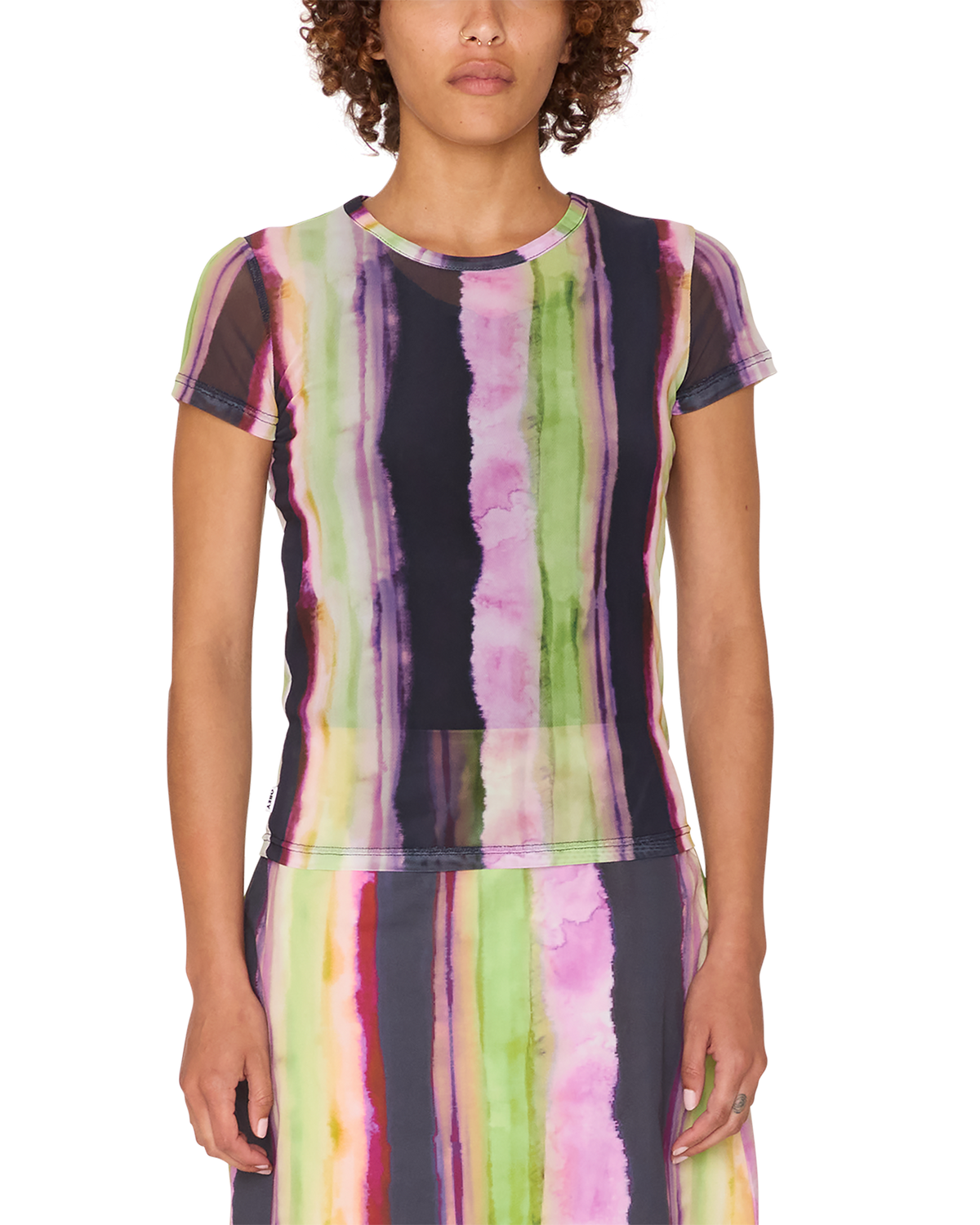 obey midori mesh shirt stripe multi