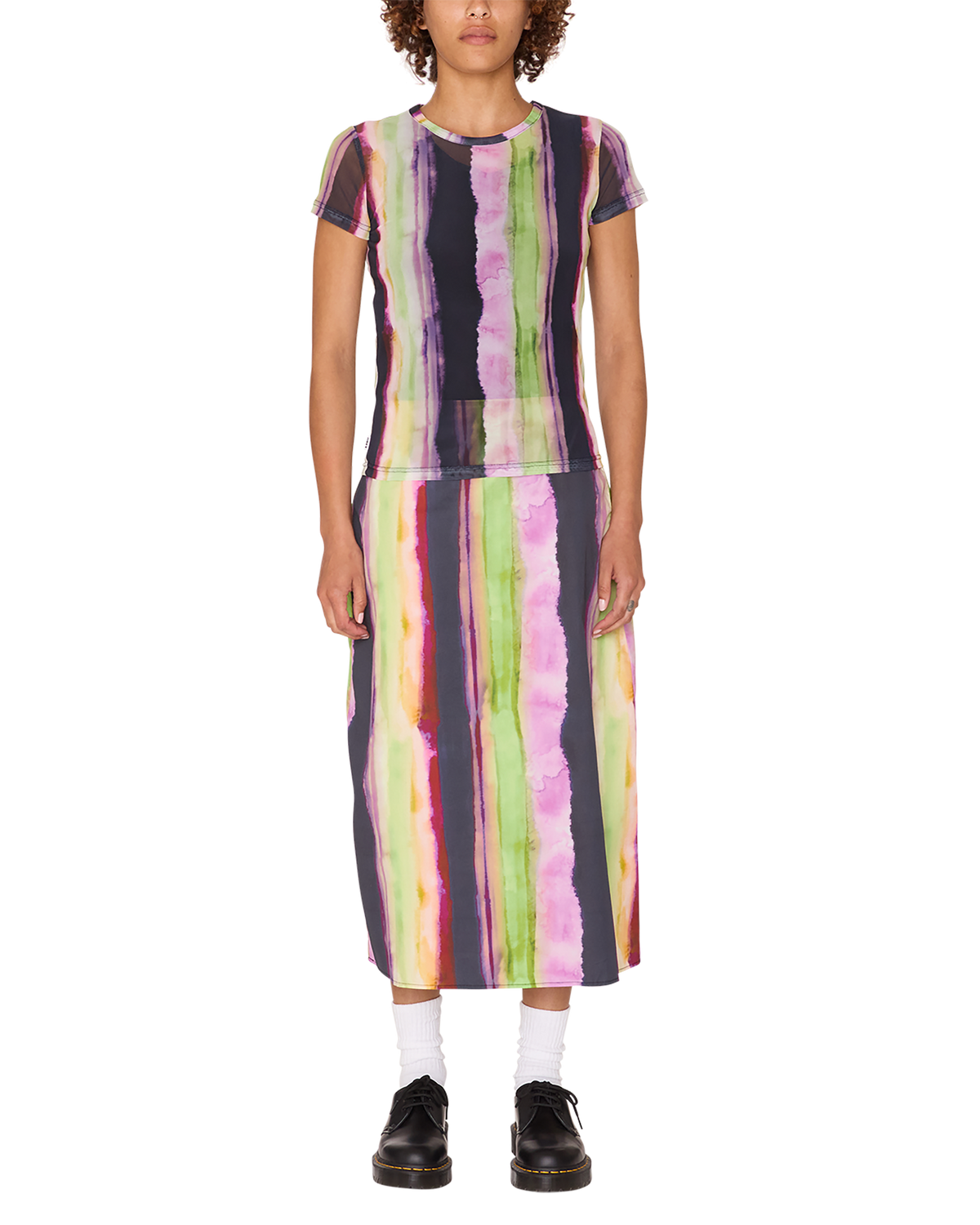 obey midori mesh shirt stripe multi