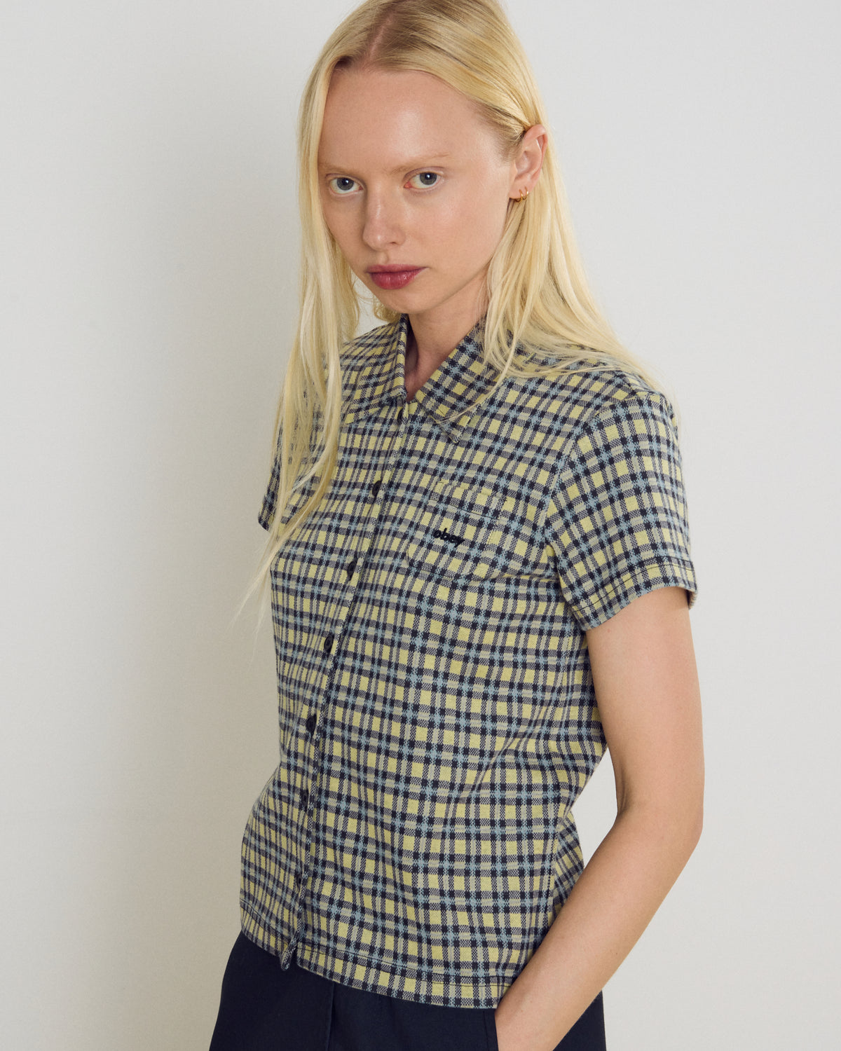 obey-lila-micro-check-polo-yellow-multi