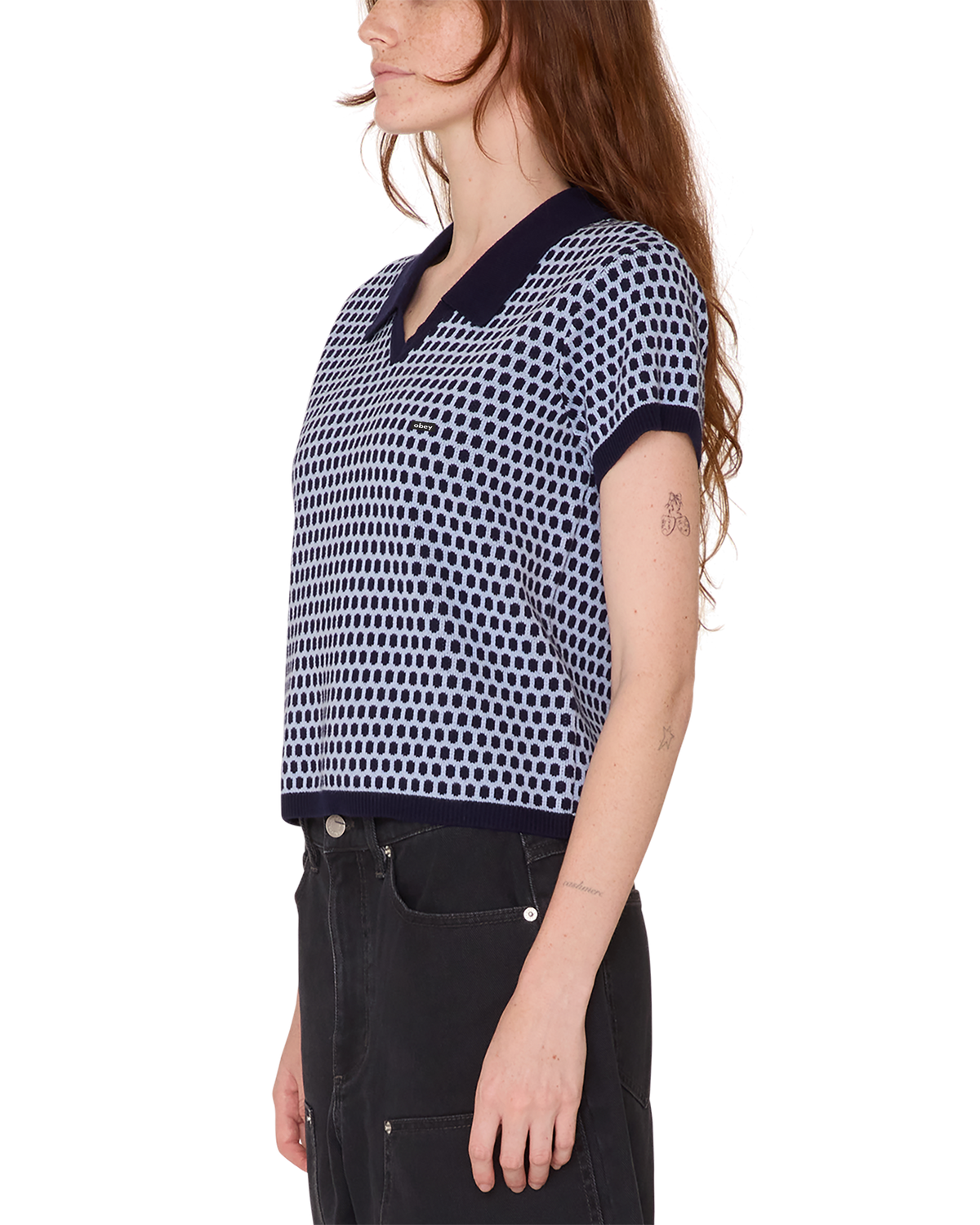 obey olga polo sweater evening blue multi