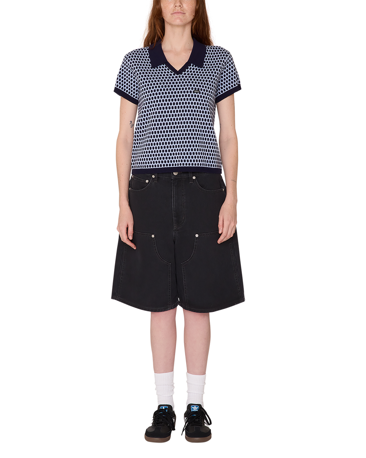 obey olga polo sweater evening blue multi