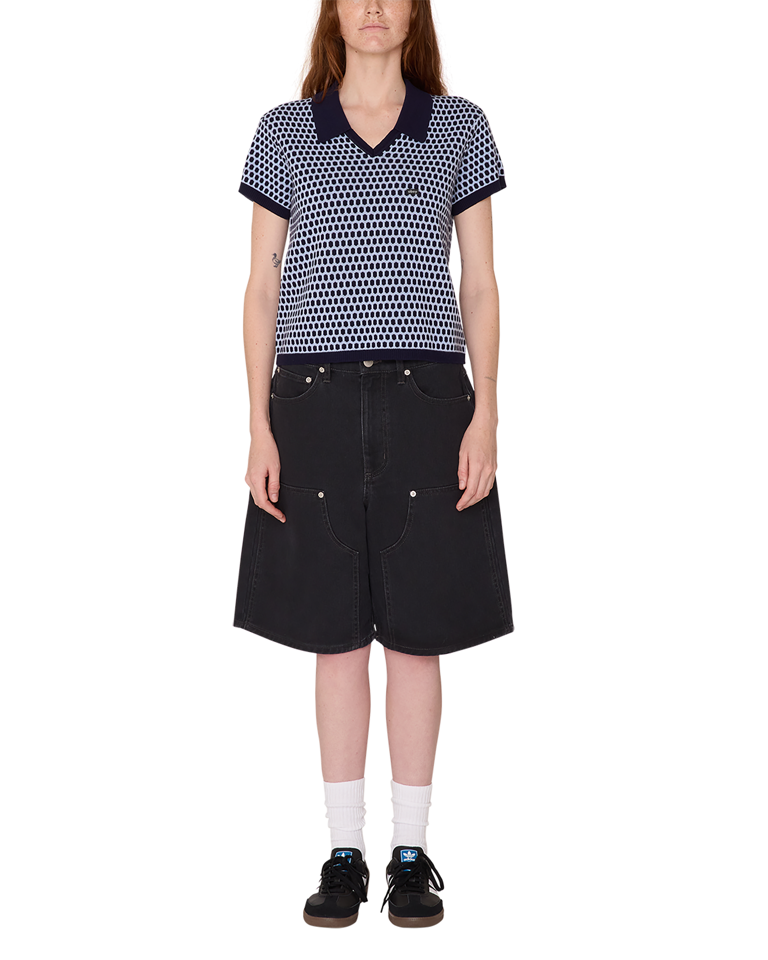 obey olga polo sweater evening blue multi