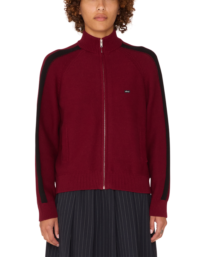 obey frankie track sweater wine
