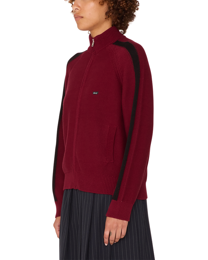 obey frankie track sweater wine - alternate view